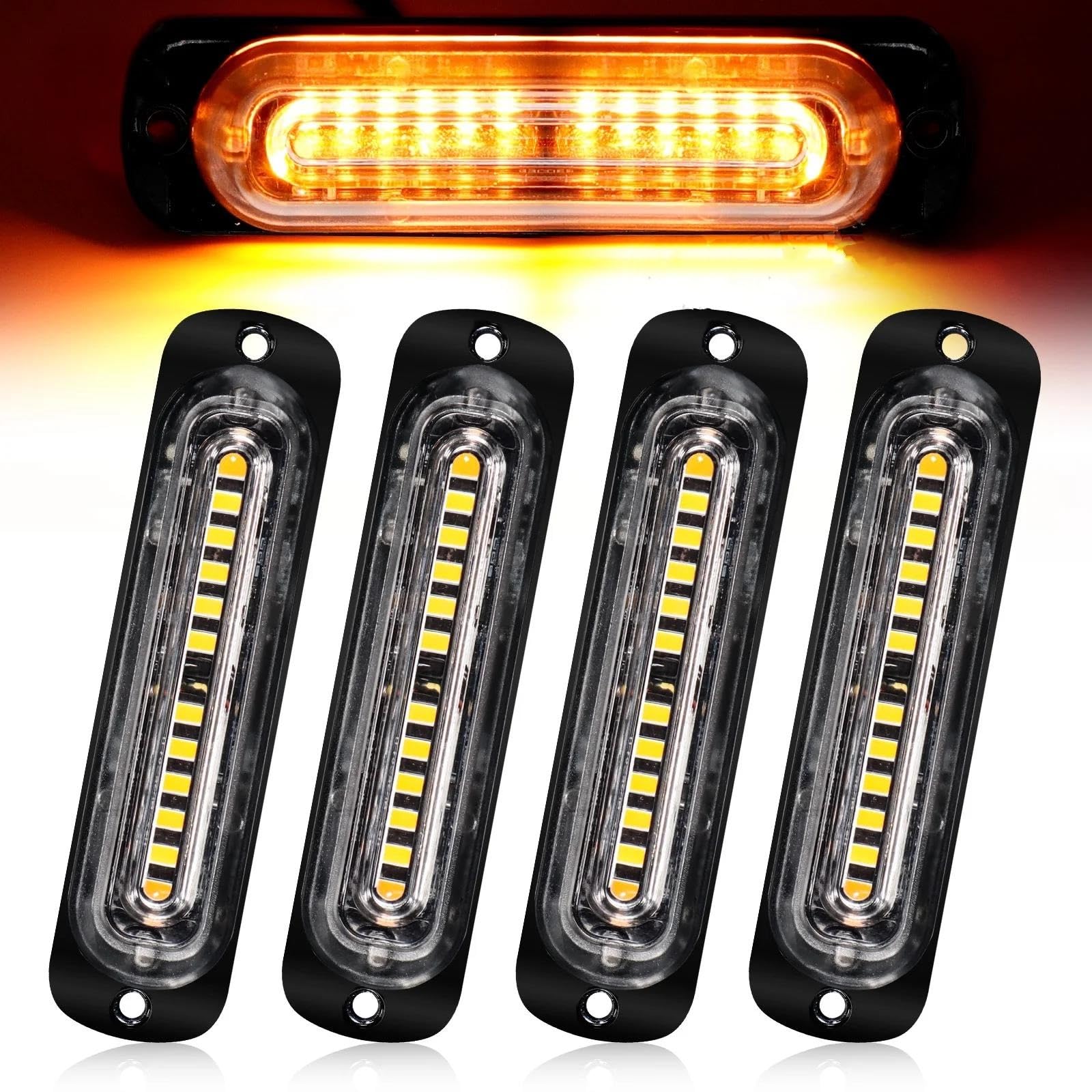 Luces de giro 4 Luces Estroboscópicas 12 LED Para Advertencia Luz Emergencia Luz Baliza Coche Camión Camioneta SUV Ámbar Amarillo Naranja Tráfico 12 V 24 V intermitente