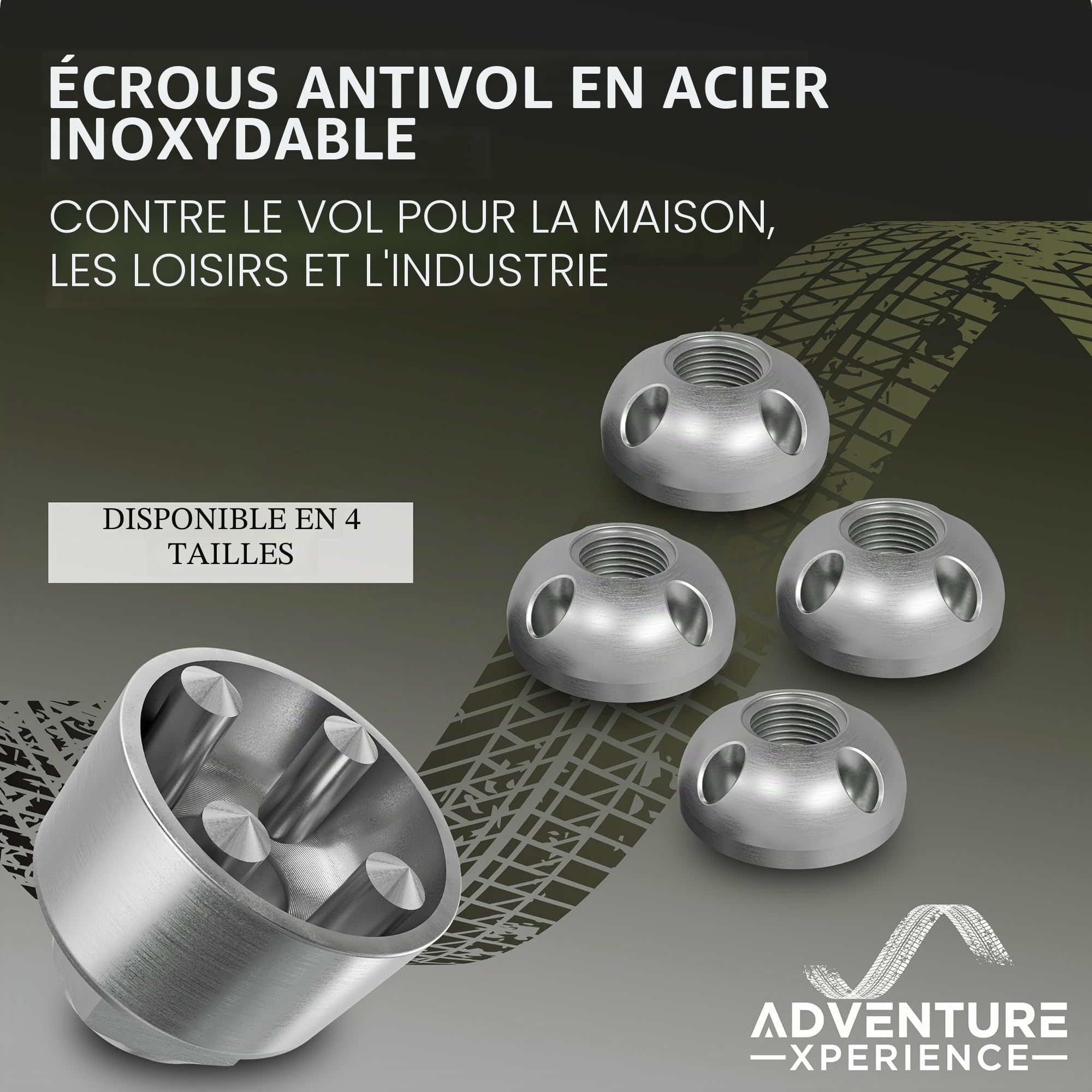 Écrous Antivol de Sécurité M6 M8 M10 M12 en Acier Inoxydable Avec 4 Trous (4 Écrous, 1 Noix, M10)