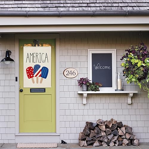 Miniatura 4 de AVOIN colorlife Bandera de casa de paletas de estrellas y rayas estadounidenses de doble cara en el exterior, patriótica de Estados Unidos, 4 de