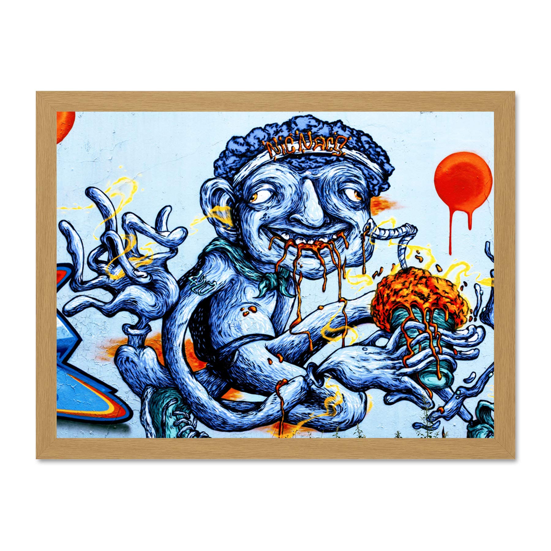 Graffiti Weird Guy Eating Large Framed Art Print Poster Wall Decor 18x24 inch