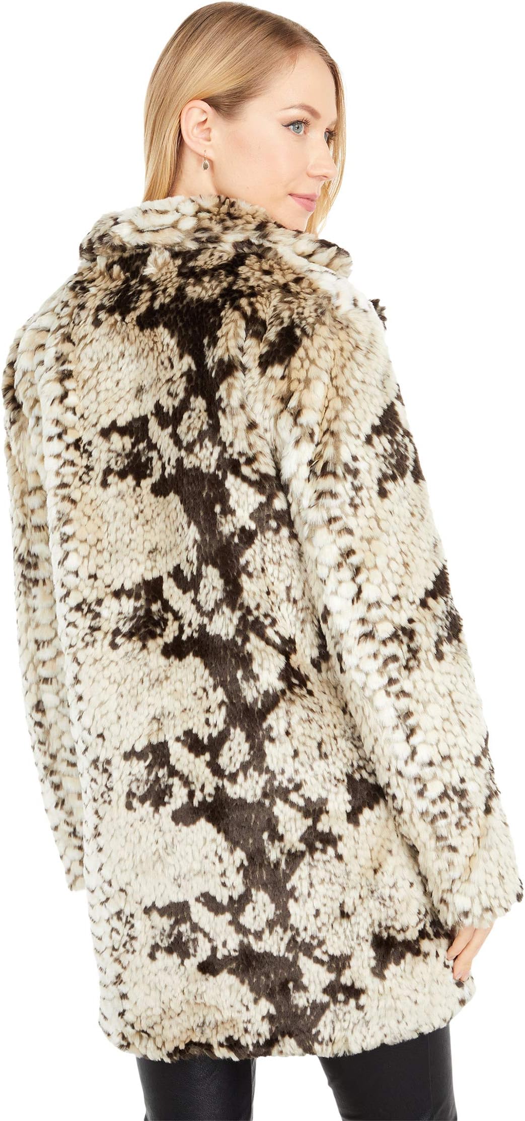 religion faux fur coat in python print