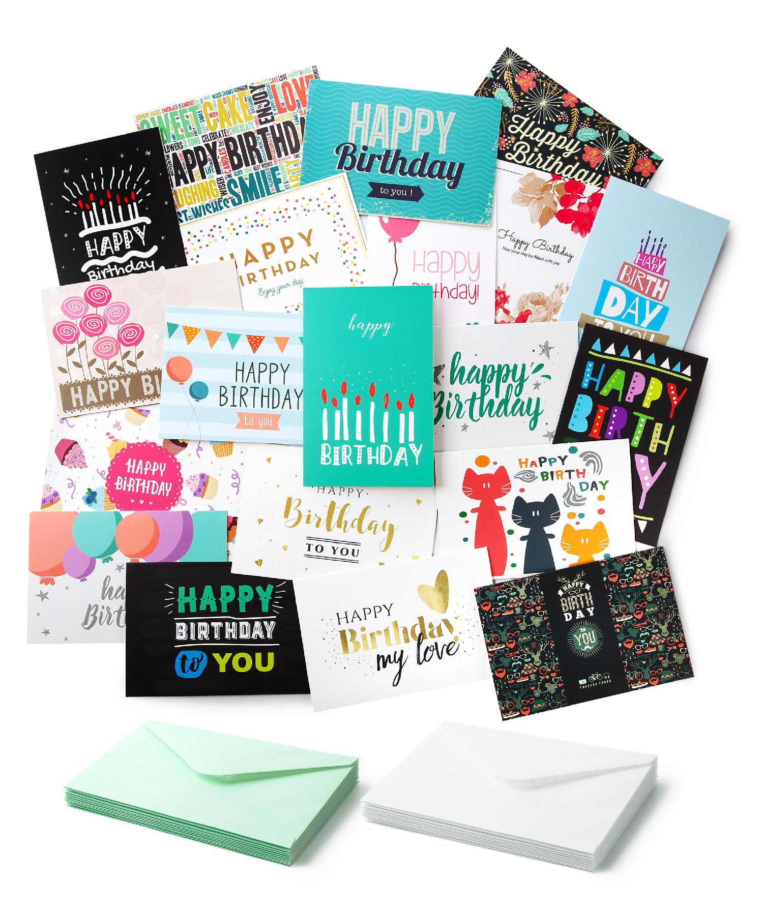 Mr. Pen Assorted Color Birthday Cards, 20 Pack, 4 x 6 Inches, Blank Inside, Includes Envelopes