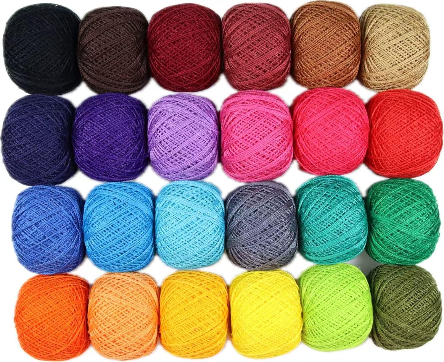 KCS Mercerized Pearl Cotton Thread Size 8 Crochet Needlework Embroidery Threads Ball (24, 24balls02)
