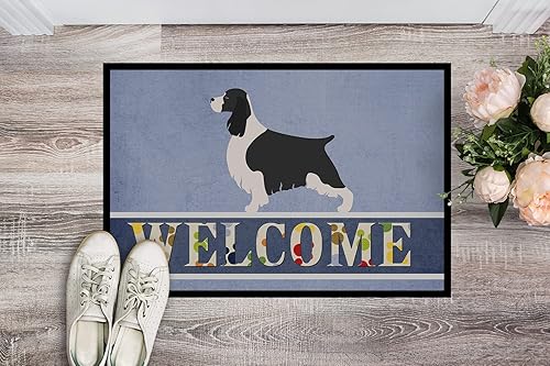 Miniatura 2 de Caroline's Treasures BB8273JMAT - Tapete de bienvenida con Springer Spaniel inglés, 24 x 36 pulgadas, color azul, para interiores y exteriores, para