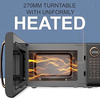 Belaco 20L Microwave, Digital Display, 8 presets with Auto Defrost, 800W Microwave Oven, 10 Power Levels, Luxury & Retro Design, Easy Clean