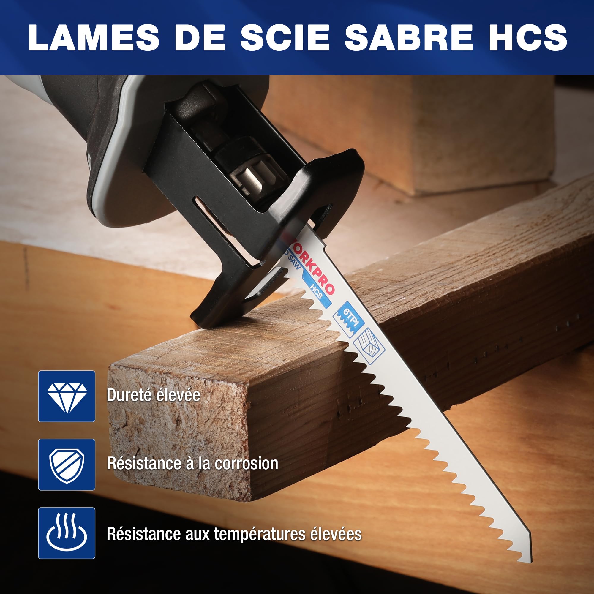 WORKPRO Jeu de 32 Lames de Scie Sabre Bois et Métal, Lames de Rechange Universelles, Coupe Rapide et Durable, Idéal pour Bricolage, Rénovation et Élagage, avec Sac de Rangement