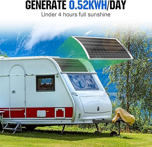 Miniatura 2 de ECO-WORTHY Kit de panel solar flexible de 130 vatios y 12 voltios para casa rodante, barco y superficies irregulares 1 panel solar mono de 130 W +