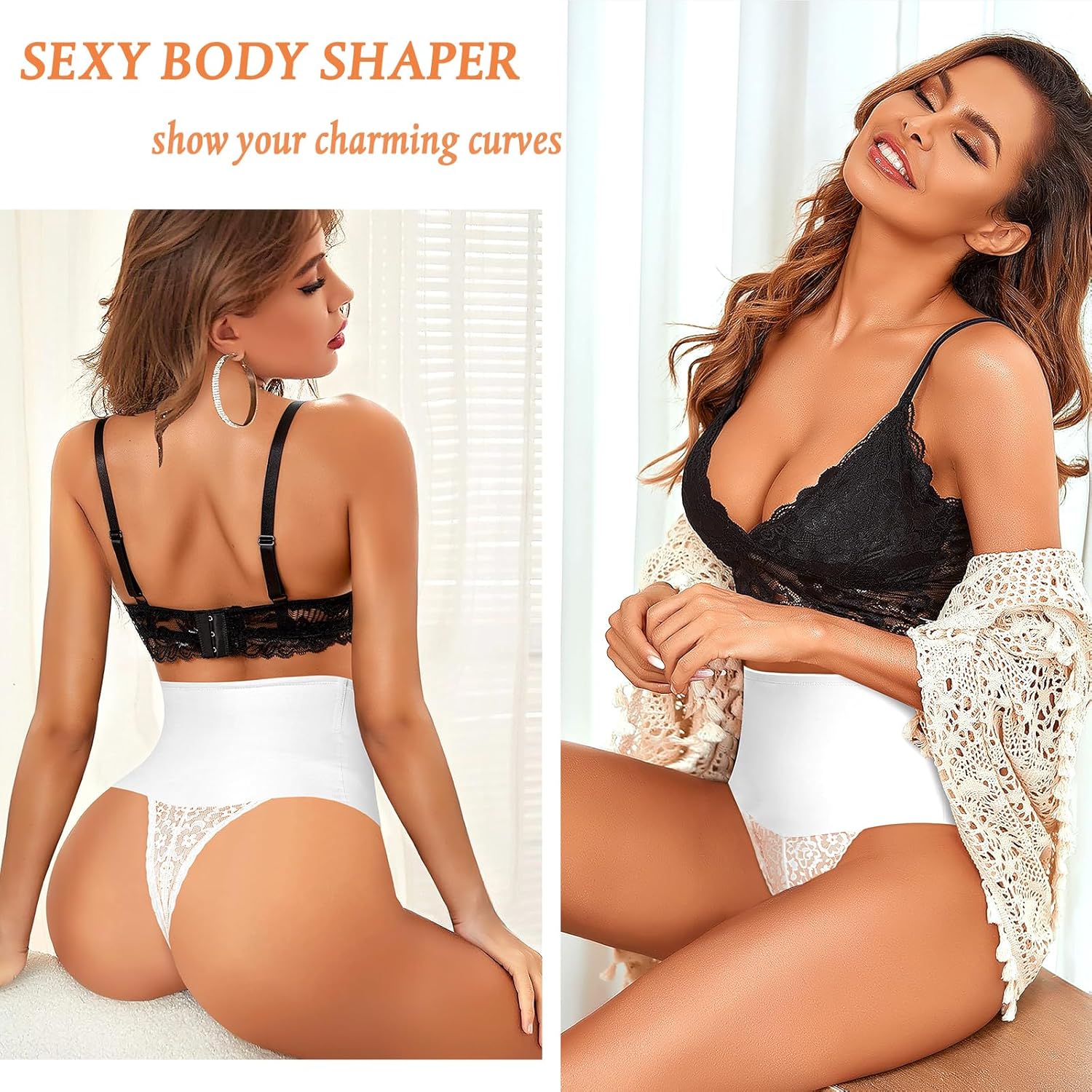 Werena Tummy Control Thong Shapewear for Women Mid High Waisted Body Shaper Underwear Lace Shaping Thong Girdle Panties - Image 7