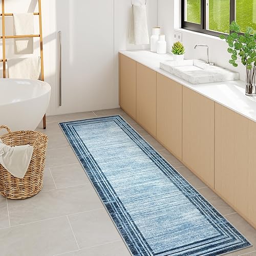 Vista 81 de Lahome Alfombra moderna abstracta para pasillo, lavable, color verde azulado, de 2 x 6 pulgadas, antideslizante, alfombra de pasillo suave, alfombra