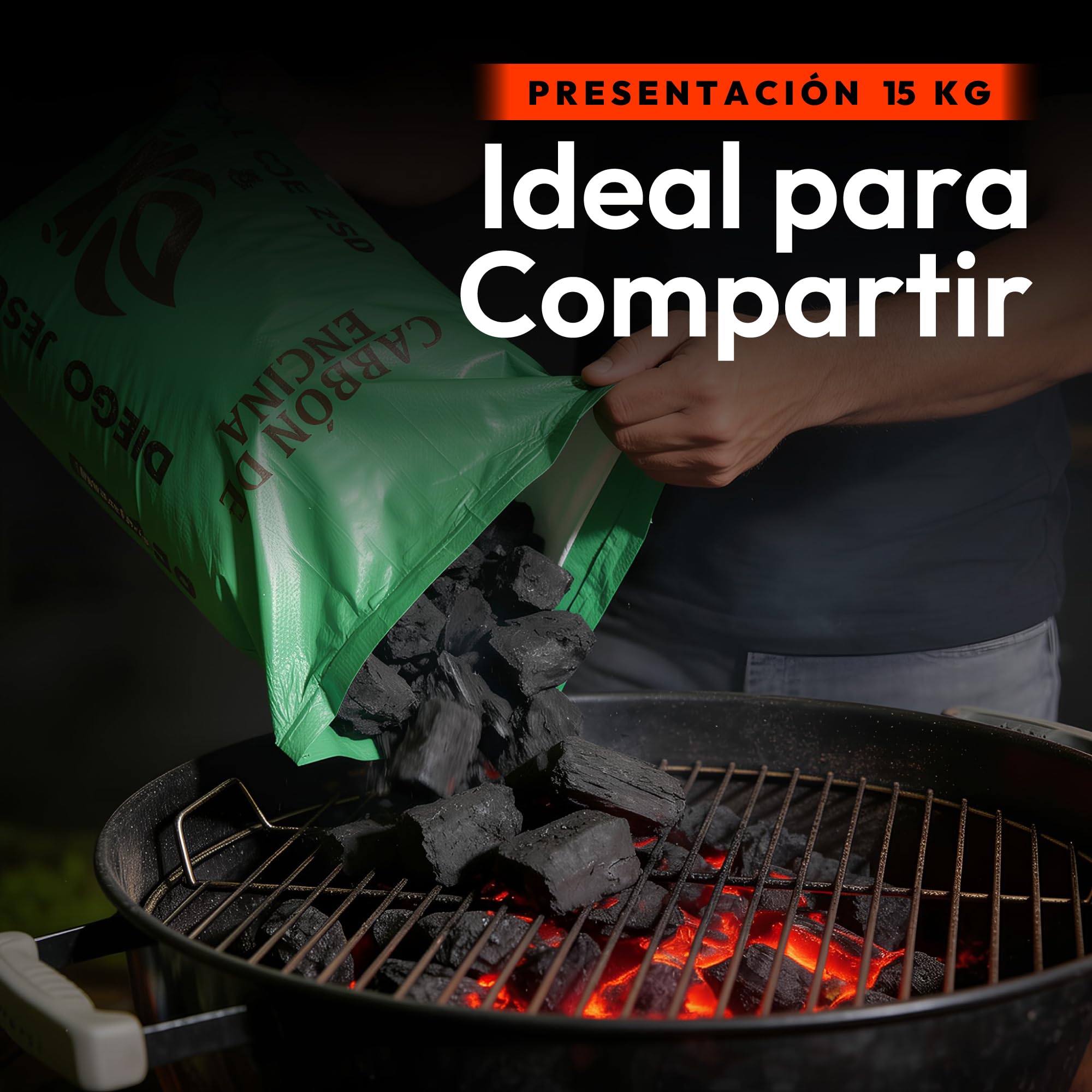 Carbon Vegetal Natural Barbacoa 15Kg Alto Poder Calorifico Encendido Rapido Larga Duracion Trozos Grandes Parrilla Grill Asado Profesional Cocina Exterior Restaurante Camping Fuego Intenso Bajo Humo — view 5