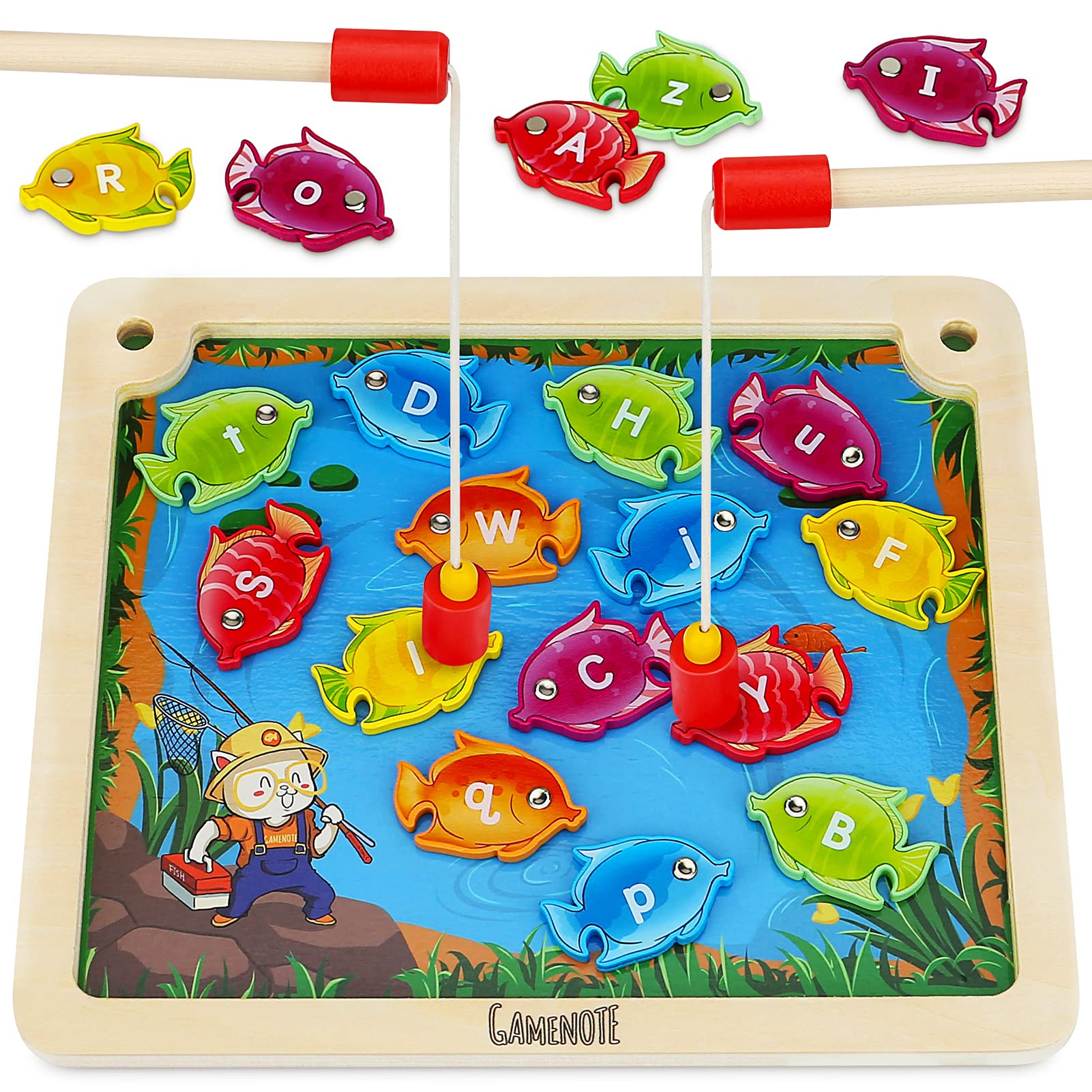 Buy Gamenote Fishing Game 26 Pics Wooden Letters for Toddlers