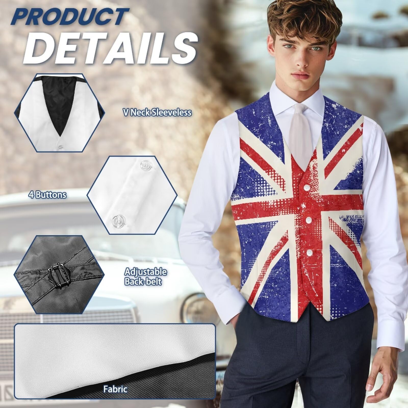 Biyejit Chaleco para hombre, casual, chaleco con cuello en V, sin mangas, para negocios, esmoquin, fiesta, boda, S-4XL