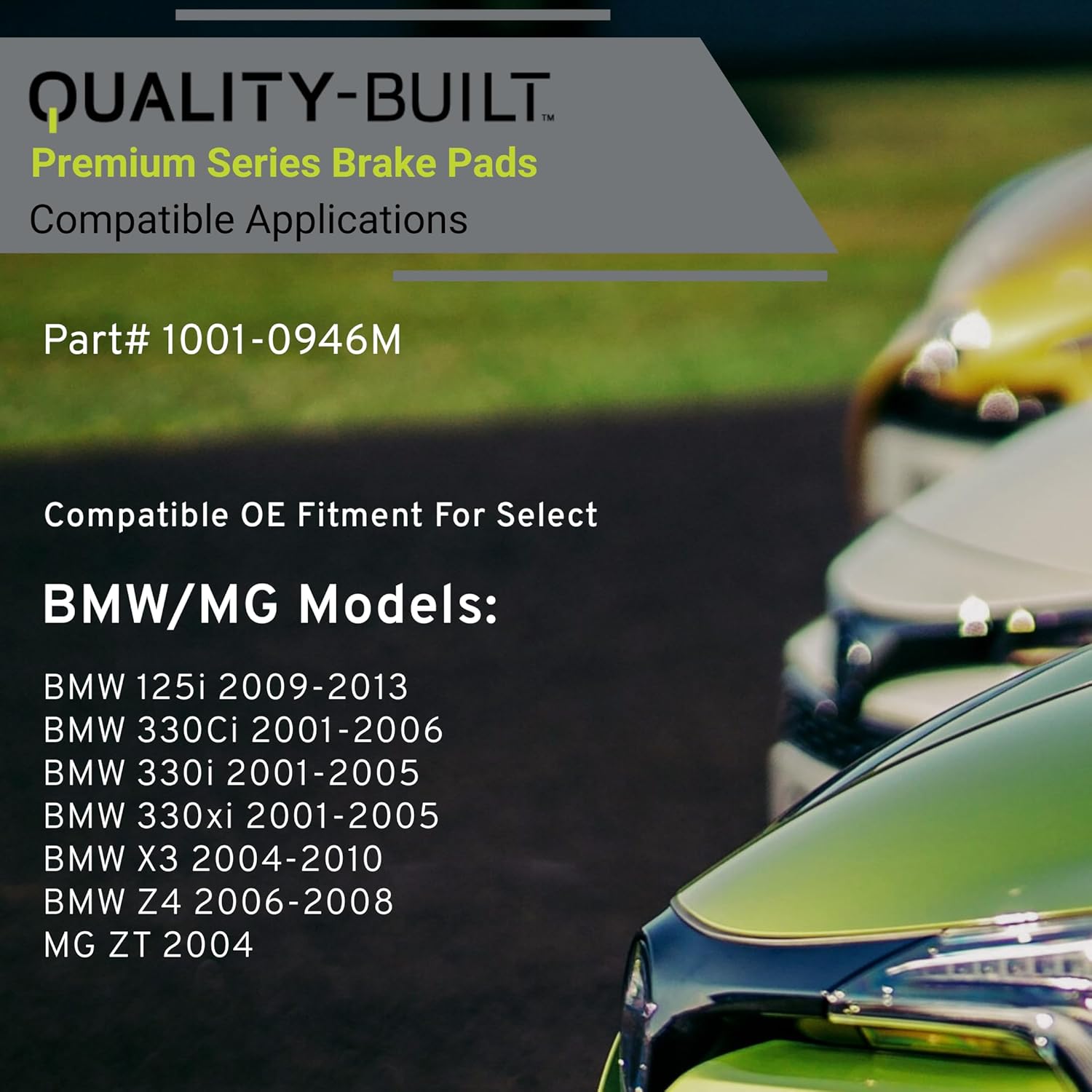 QUALITY-BUILT Front Semi-Metallic Brake Pads, Premium 1001-0946M, Compatible with 2001-2013 BMW/MG (125i,330Ci,330i,330xi,X3,Z4,ZT)