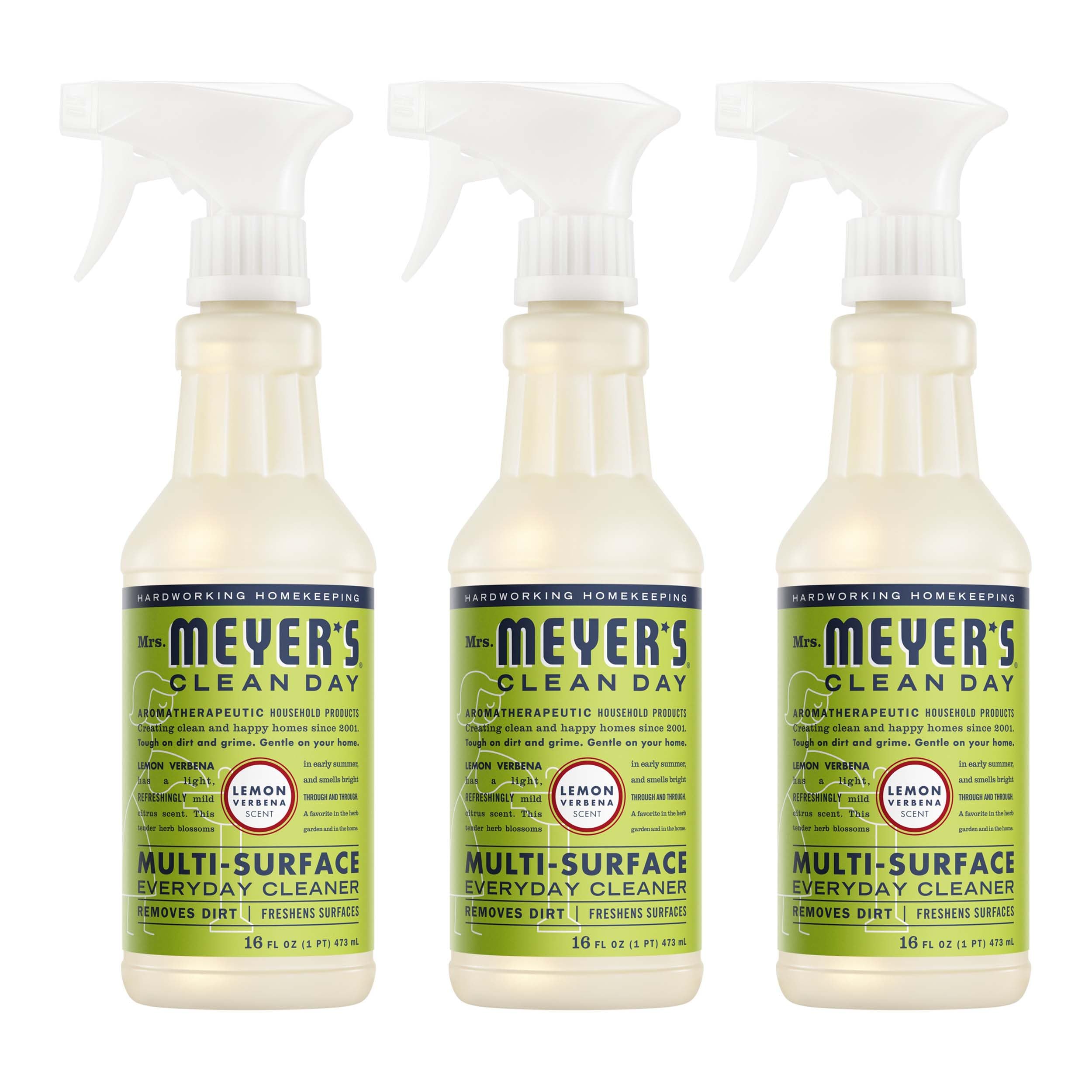 MRS. MEYER'S CLEAN DAY Multi-Surface Everyday Cleaner, Lemon Verbena Scent, 16 Fl Oz Bottle - 3 Pack