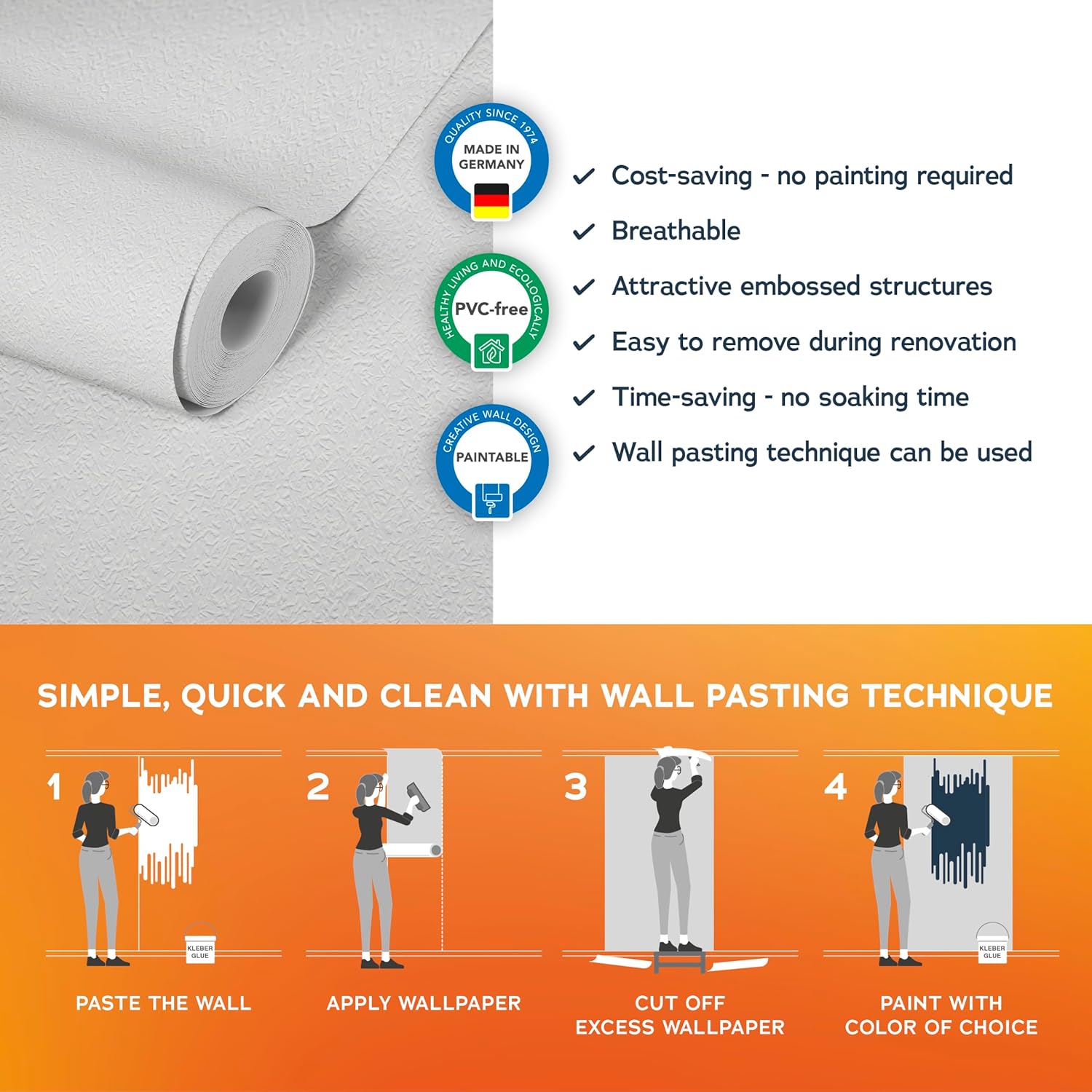 A.S. Création Wallpaper Monochrome - White - Solid Color Wallpaper 395.99in x 20.87in Made in Germany - 141514