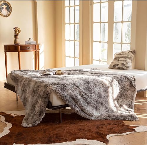 Miniatura 3 de COOVA Manta grande de felpa de piel sintética Plus de franela de forro polar tamaño King Queen, 500GSM reversible de lujo para todas las estaciones,