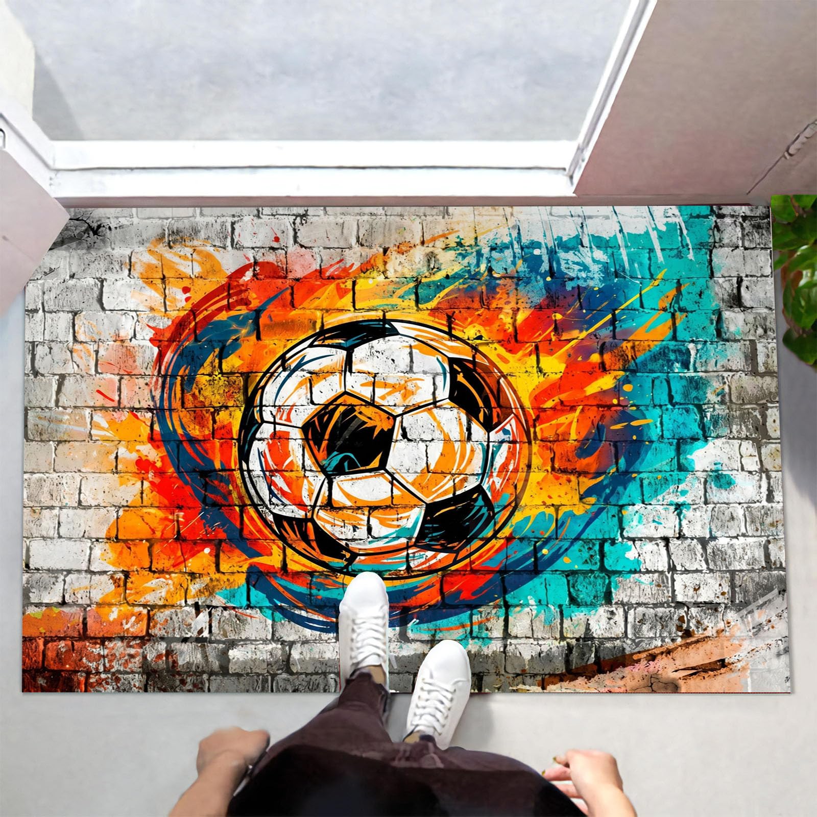 Tapis d'entrée lavable football 50x80cm idéal pour chambre ado et salle de bain