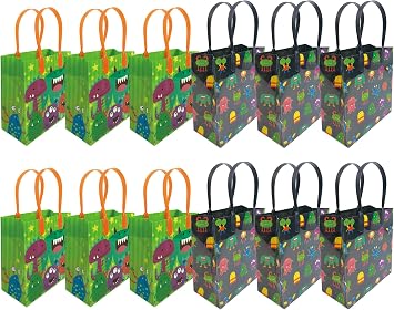 Monster Themed Party Favor Treat Bags, 12 Pack