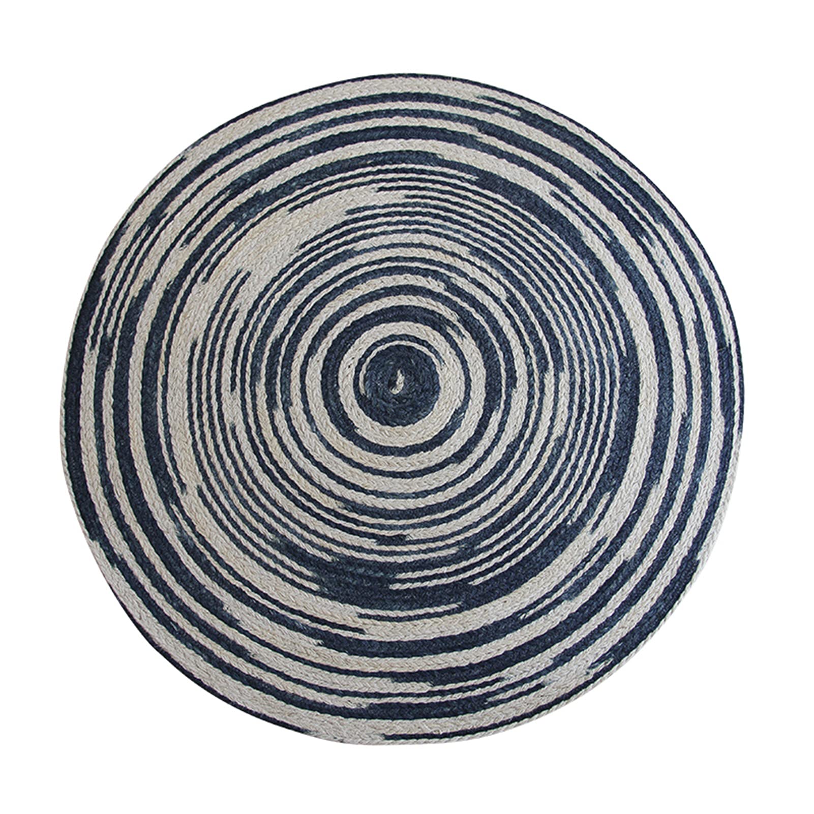BFGWEINatural Round Rug,Handmade Simple Modern Circle Carpet Washable Durable Interior Round Floor Mats for Bedroom Living Room Office Study Sofa Bedside(Size:100cm,Color:blue)