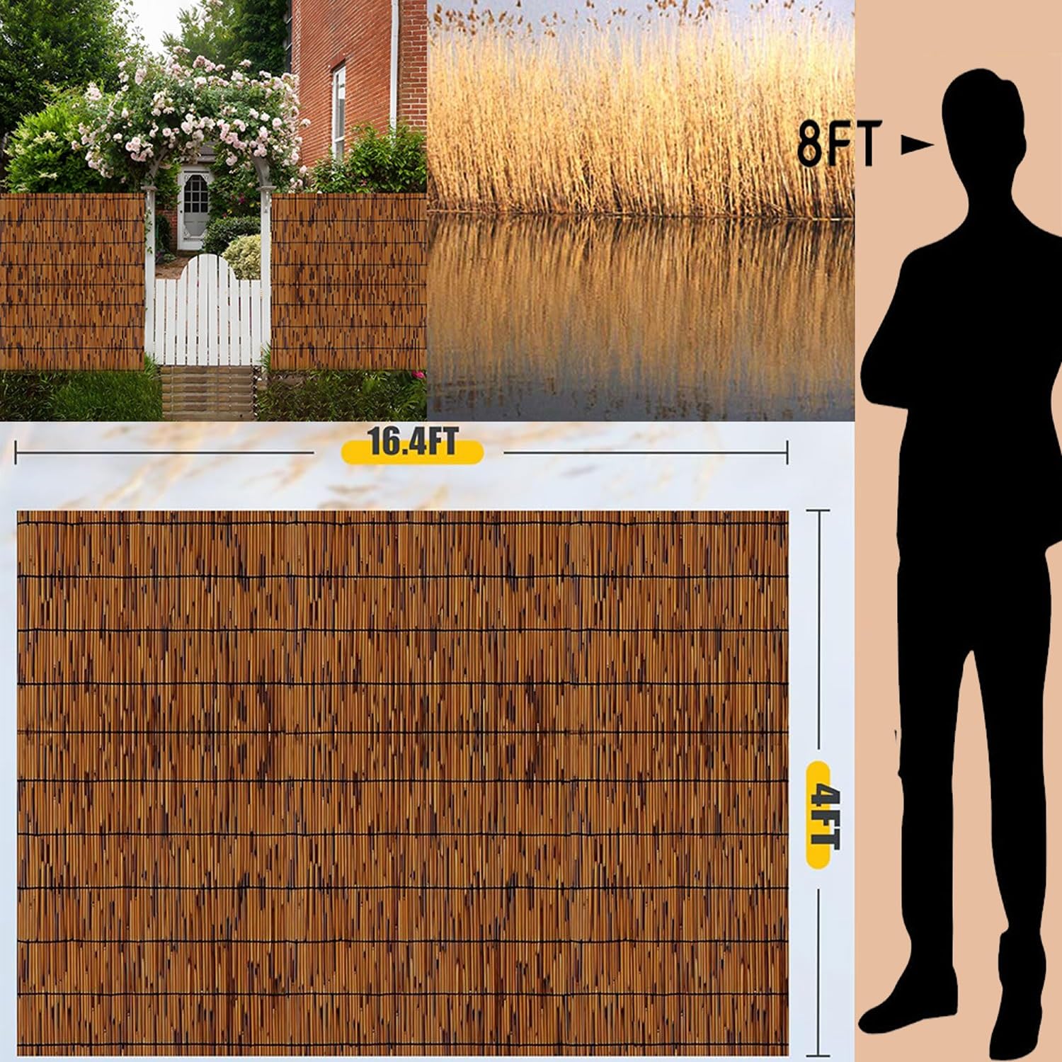 Questo Rotolo di Recinzione divisoria in bambù Naturale - Pannello da Giardino per Esterni 3x35 Piedi, Ideale per la Privacy Interna/Esterna, Recinzione Decorativa, barriera in bambù ecologi