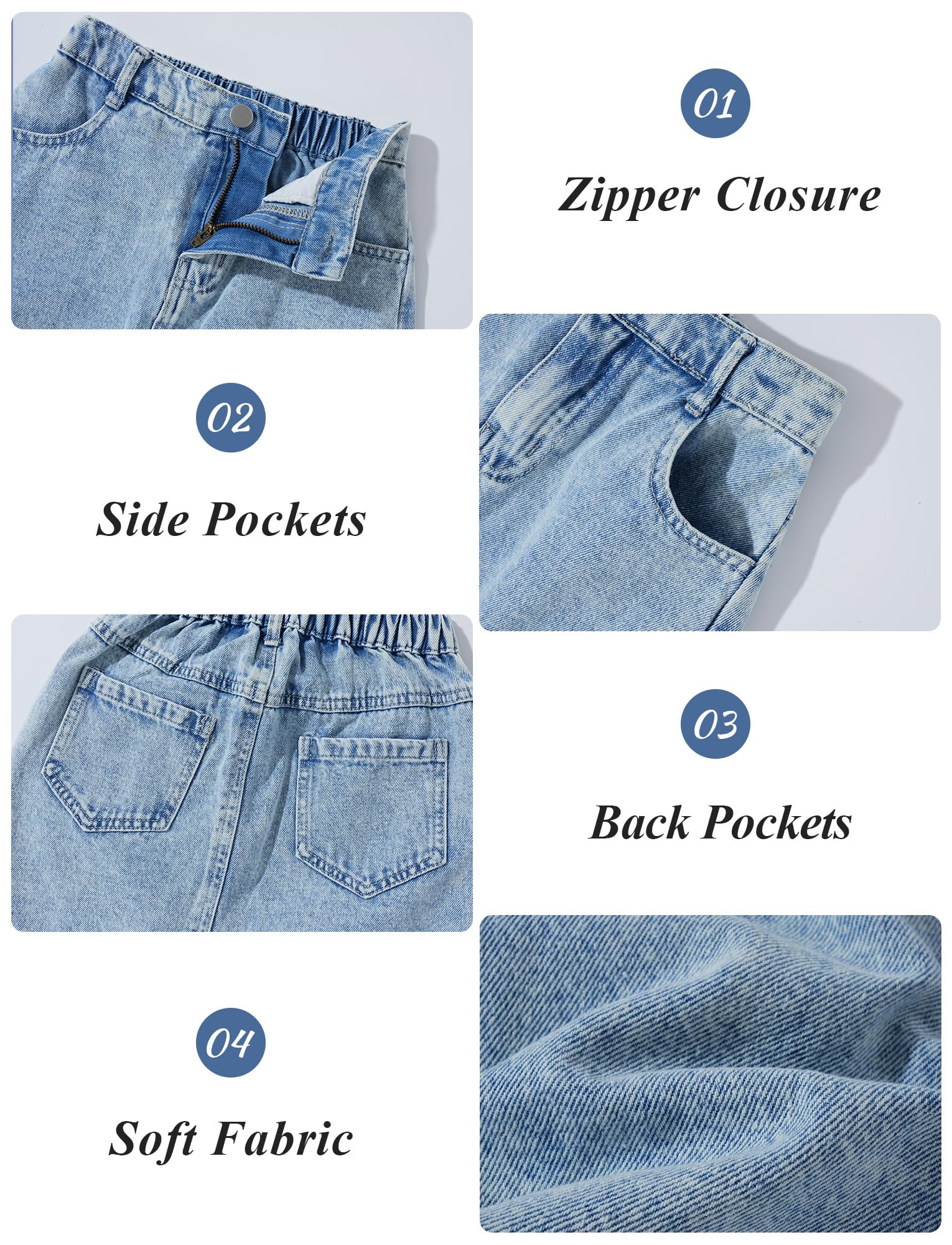 SEAUR Gonna in denim per ragazze 8-12 anni gonna jeans carina casual linea A con tasche