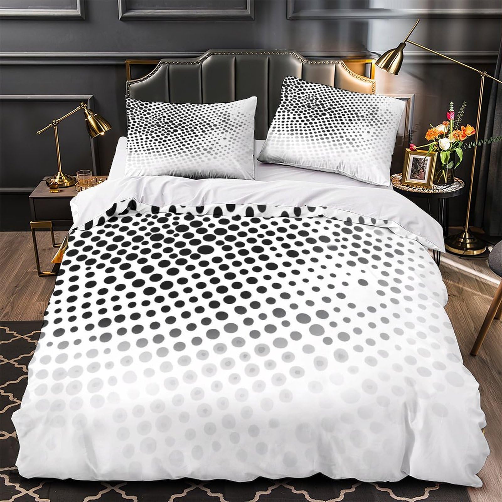 Housse de couette super king bleu abstrait parure lit 3D microfibre confortable