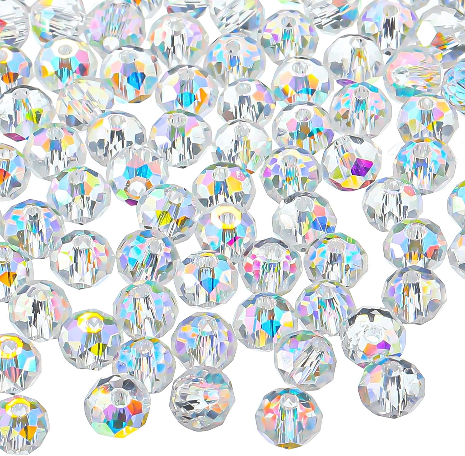 800 Pieces 6mm Crystal Rondelle Glass Beads Faceted Rondelle Beads DIY Glass Crystal for Jewelry Making Suncatchers Bracelets Necklace Pendants Supplies(Ab Color)