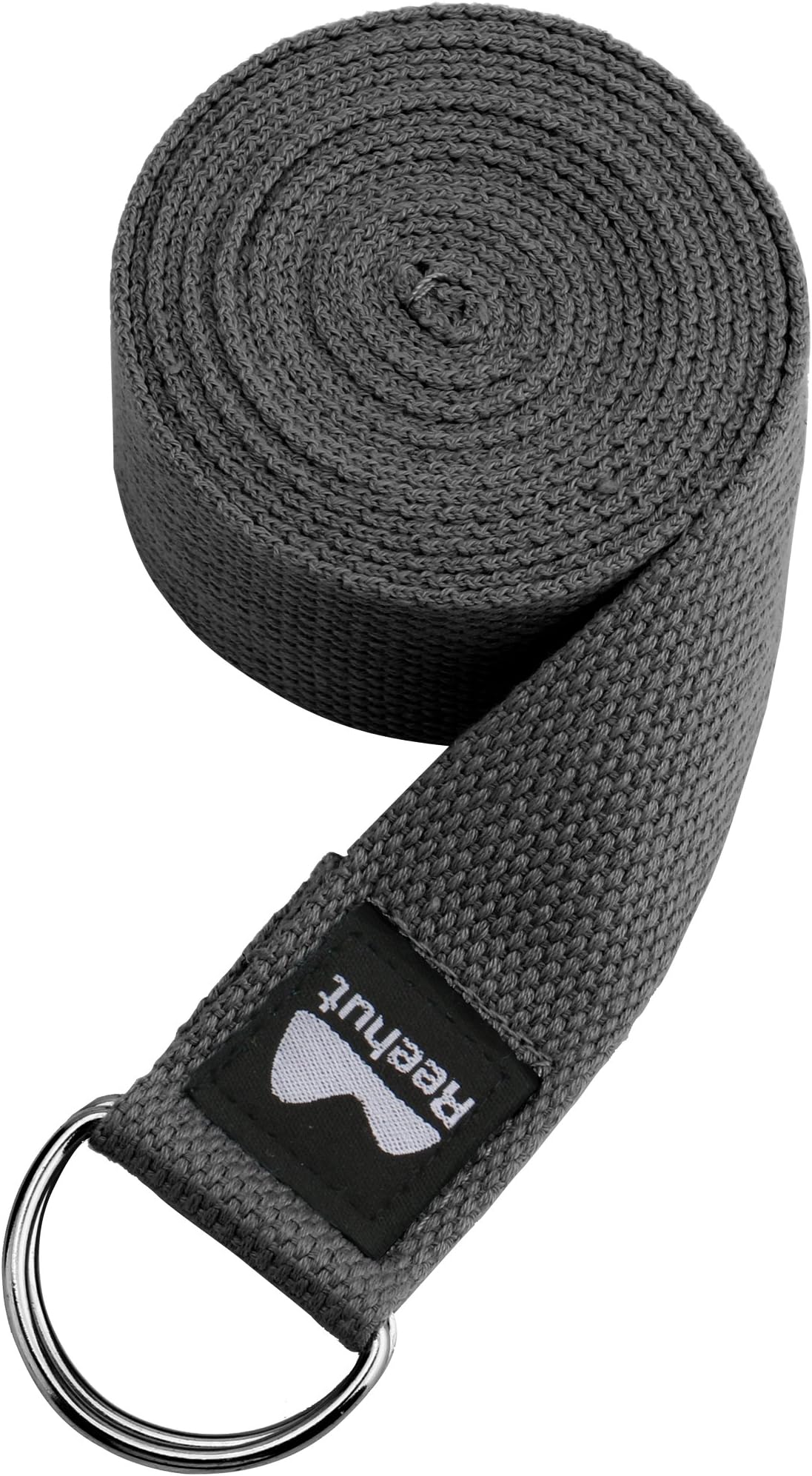 REEHUT Fitness Exercise Yoga Strap Adjustable D-Ring Buckle for Stretching, Flexibility and Physical Therapy (Dark Grey 6ft)