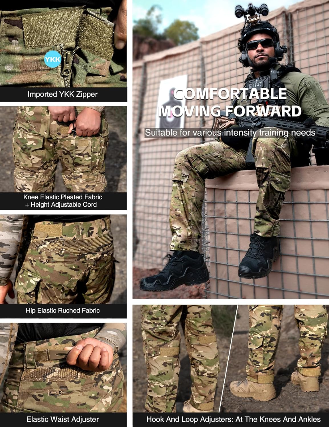 G5 Combat Pants Men's Tactical Trousers with Hidden Knee Pad Camo Tactical Gear for Airsoft Hunting Paintball
