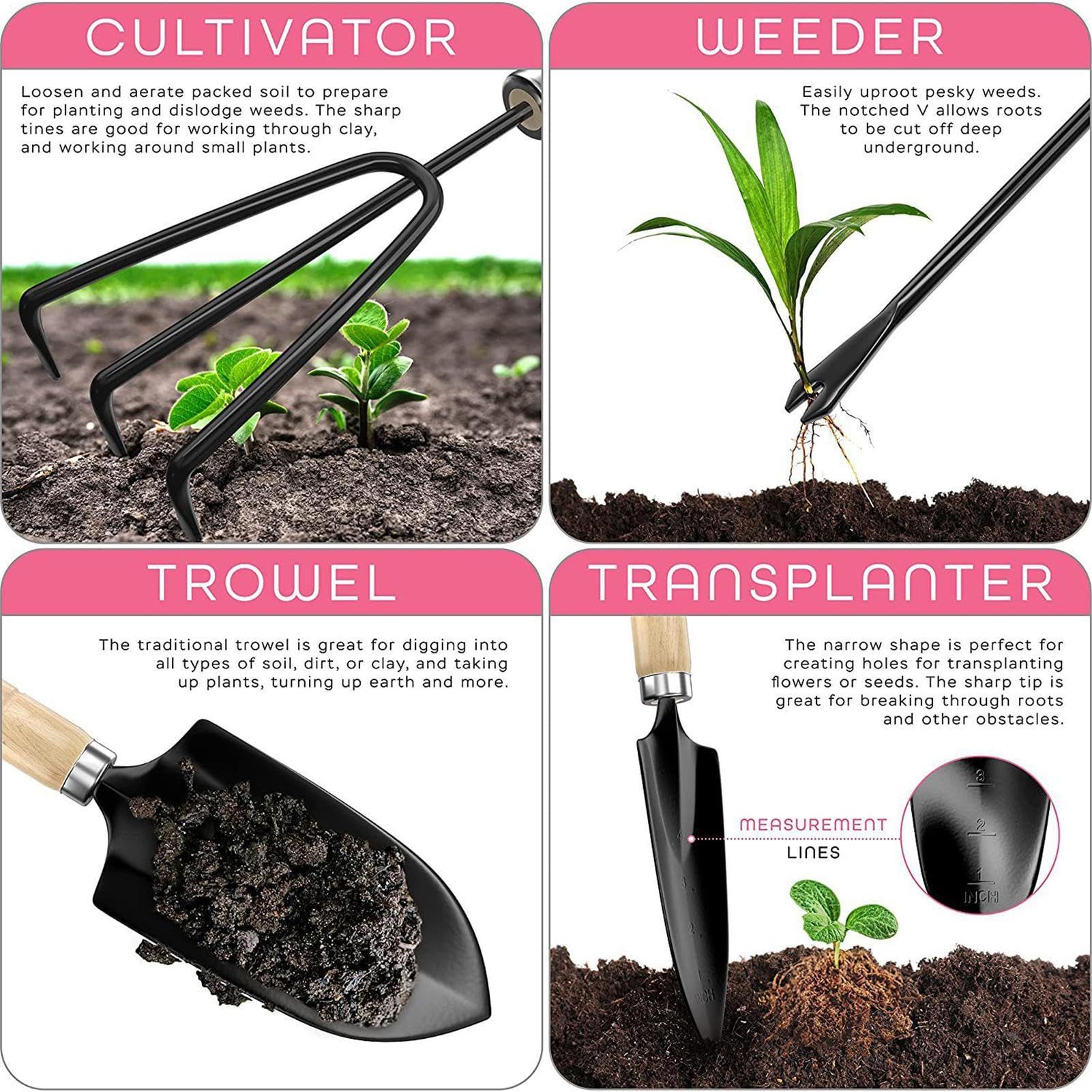 Juego de Herramientas de Jardín Suministros de Plantación para Exterior y | Utensilios para el Cultivo de Plantas para Principiantes, Padres, Abuelos, Familia y Aficionados