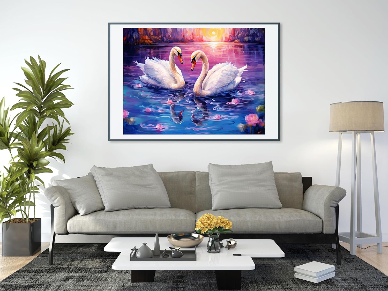 Sewnsty Needlepoint Kits 14CT Stamped Cross Stitch Kits for Adults Animals Swan Counted Cross Stitch Kits Cross Stitch Patterns (Swan in The Lake)