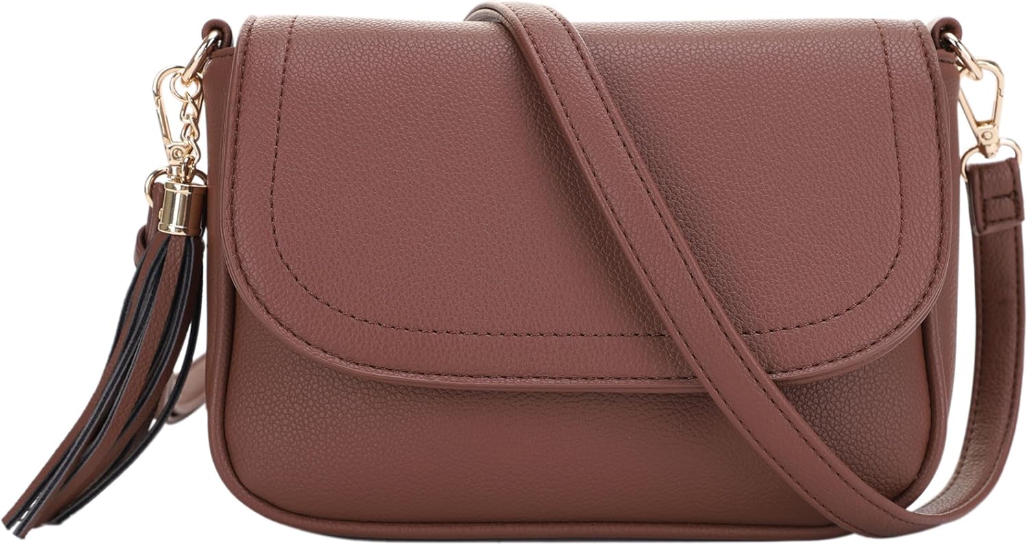 EVVE Small Crossbody Bags for Women Trendy Flap Saddle Purses with Tassel Vegan leather Shoulder bag | Small, Trendy, Flap, Purses, with Tassel, Small