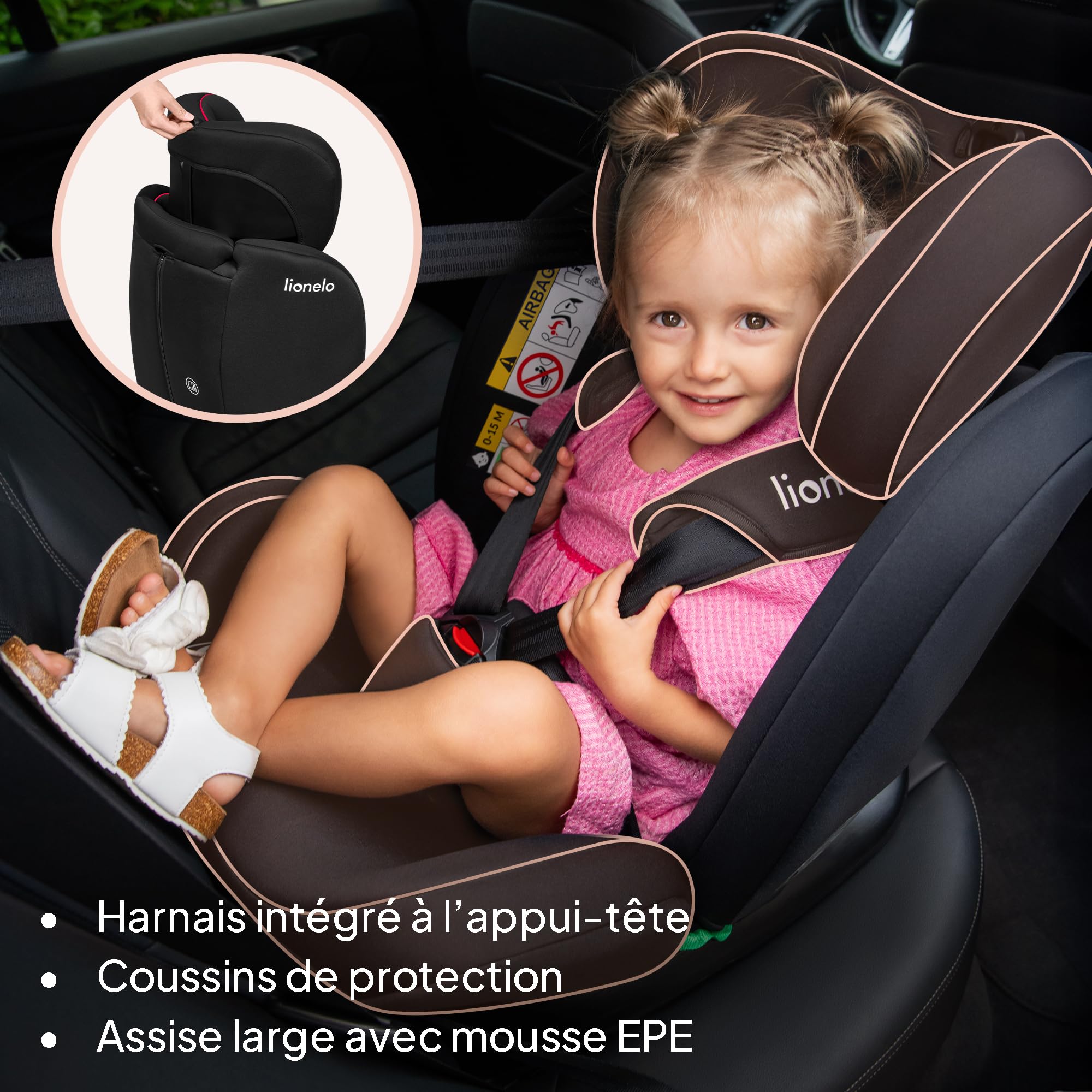 Lionelo BASTIAAN I-SIZE Siège Auto Pivotant à 360° ISOFIX De 0 à 36 kg | (40-150 cm) Groupe 0/1/2/3 (0-12 Ans) Installation Face et Dos à la Route, Sangle TopTether, Têtière Ajustable, Rotation 362