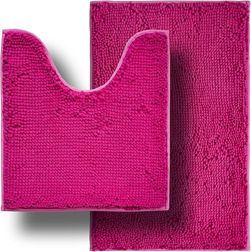 Miniatura 22 de Juegos de Alfombras de Baño de 2 Piezas, Tapete de Baño de Chenilla Ultra Suave y Absorbente, Alfombras de Baño Antideslizantes Lavables (20x32