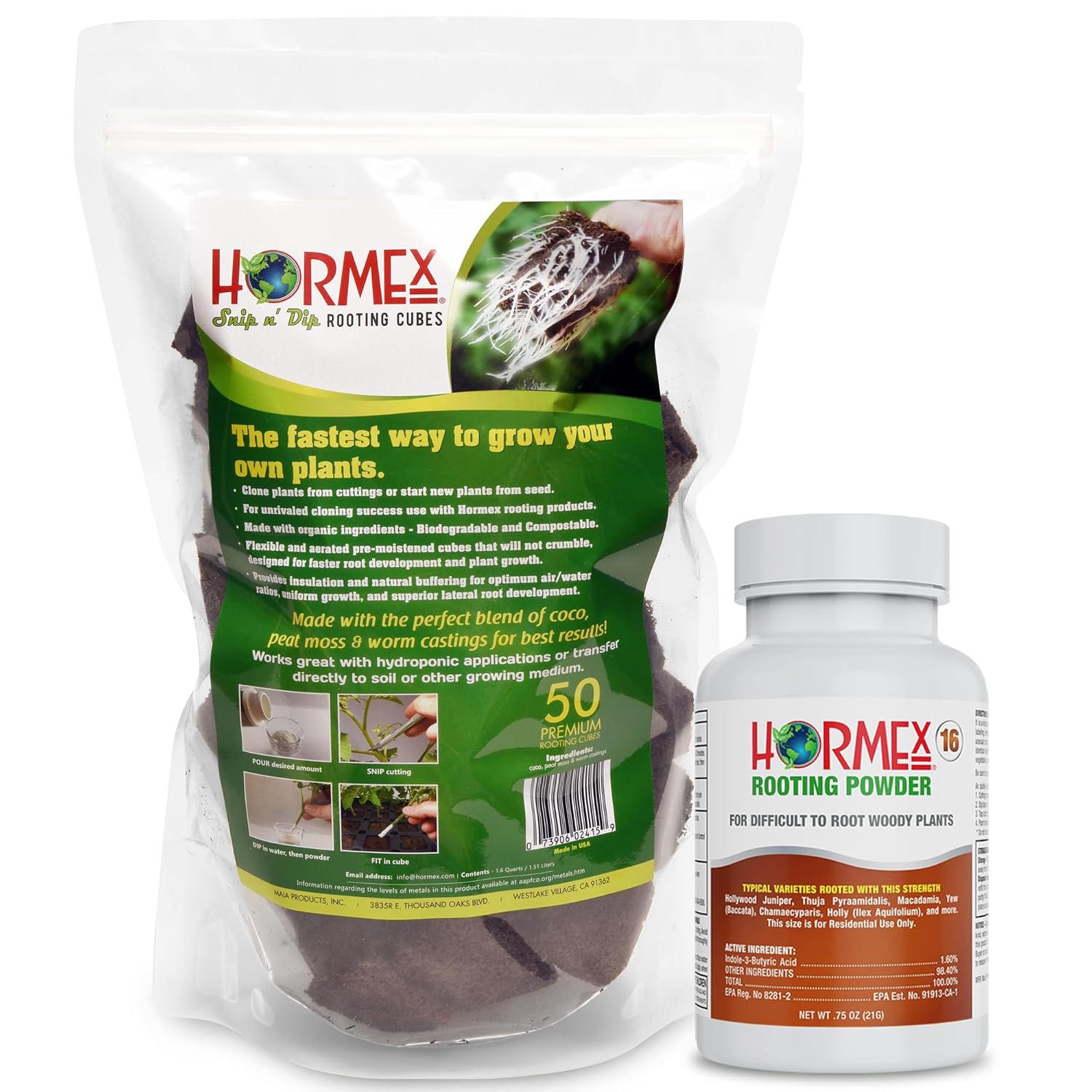 Hormex Rooting Cubes - Peat Moss & Coco Plugs for Cloning Plants from Cuttings and Seed Starting - Organic Plant Starter for Strong Root Growth - Ideal for Home, Indoor and Outdoor Gardening - 50 Pack