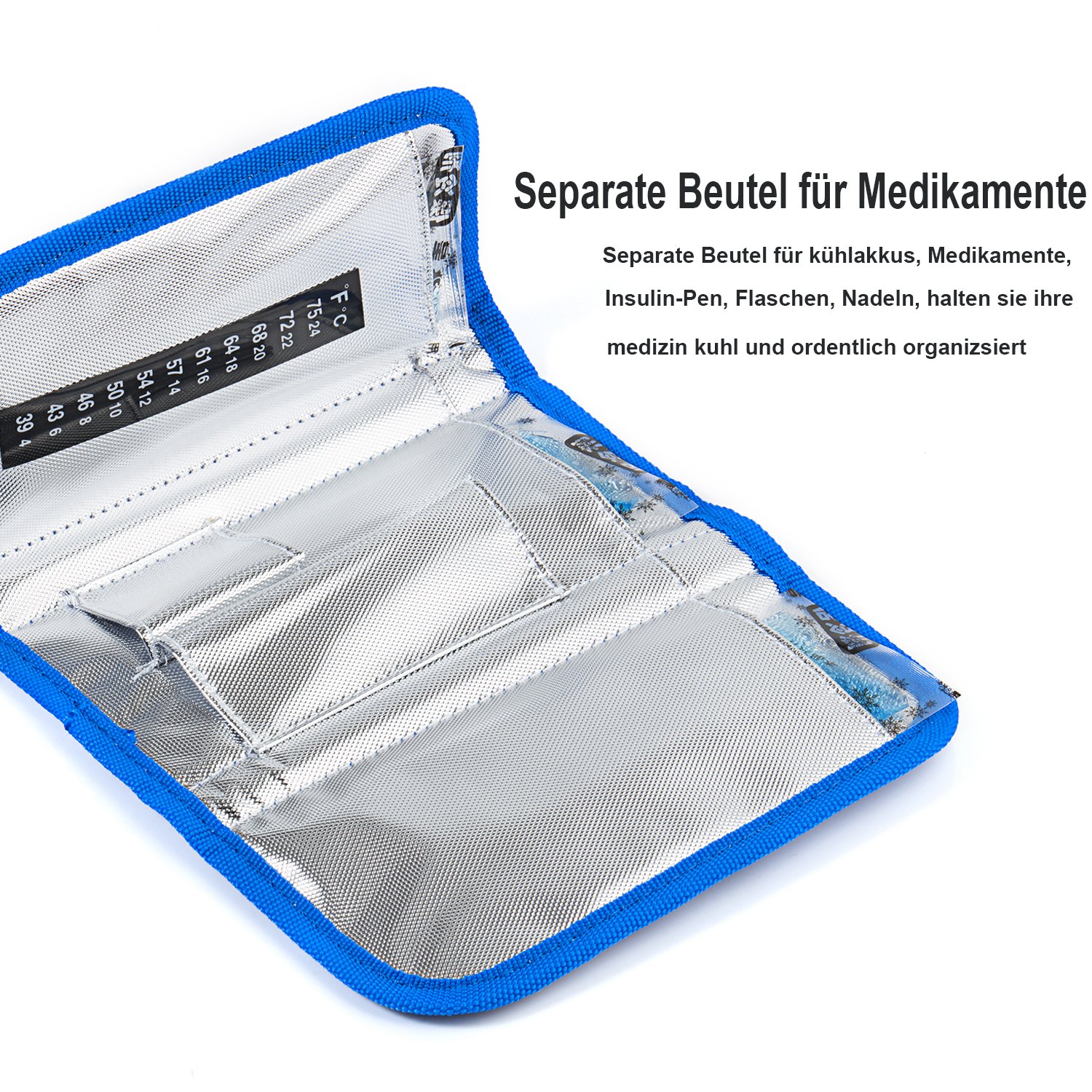 Borsa Termica Per Insulina Con 2 Mattonelle Refrigeranti - Custodia Da Viaggio Per Penne Diabetiche E Accessori, Conforme TSA