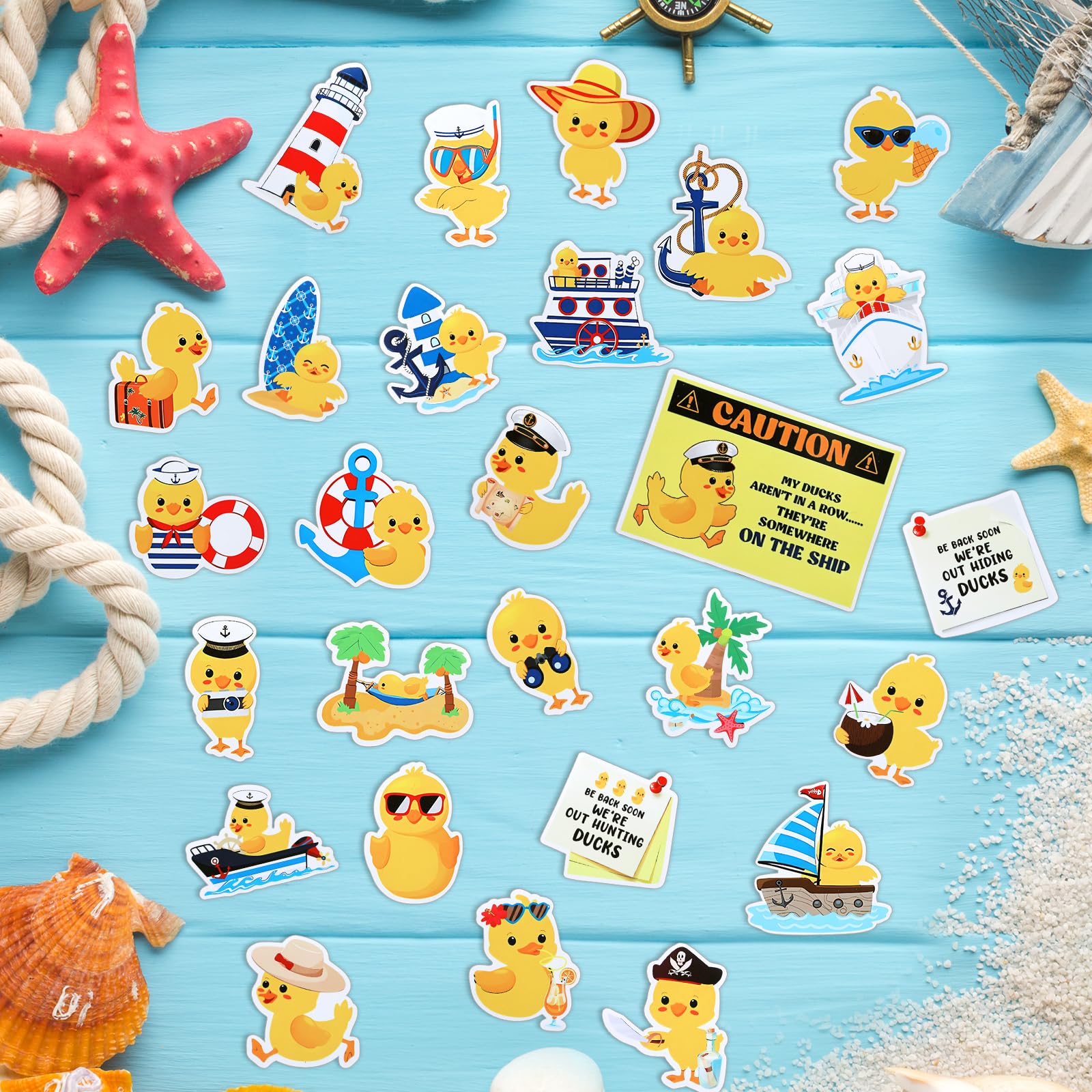 27 x Enten-Kreuzfahrt-Türmagnete, lustige Enten-Kreuzfahrt-Tür-Dekorationen, Enten-Magnete, Aufkleber, Aufkleber, magnetisch, wiederverwendbar, Kreuzfahrtschiff-Magnet für Türen, Auto, Kühlschrank,
