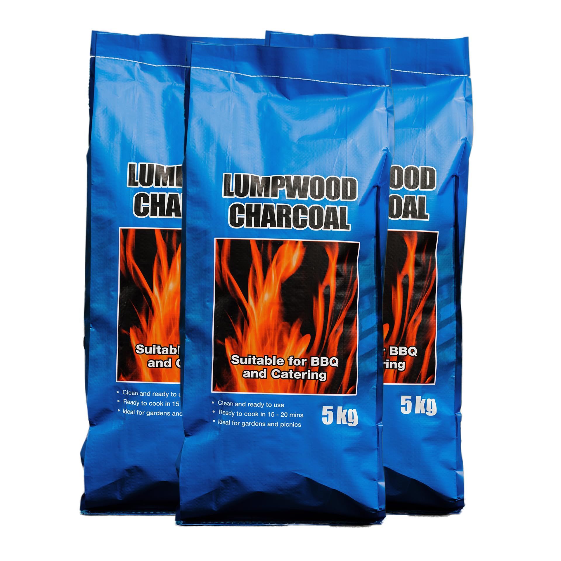 Fiya Lumpwood Charcoal 5kg (3 Bags) | Restaurant Grade Natural Hardwood BBQ Charcoal | Long Burning, High Heat & Low Ash | Ideal for BBQs, Smokers, Pizza Ovens