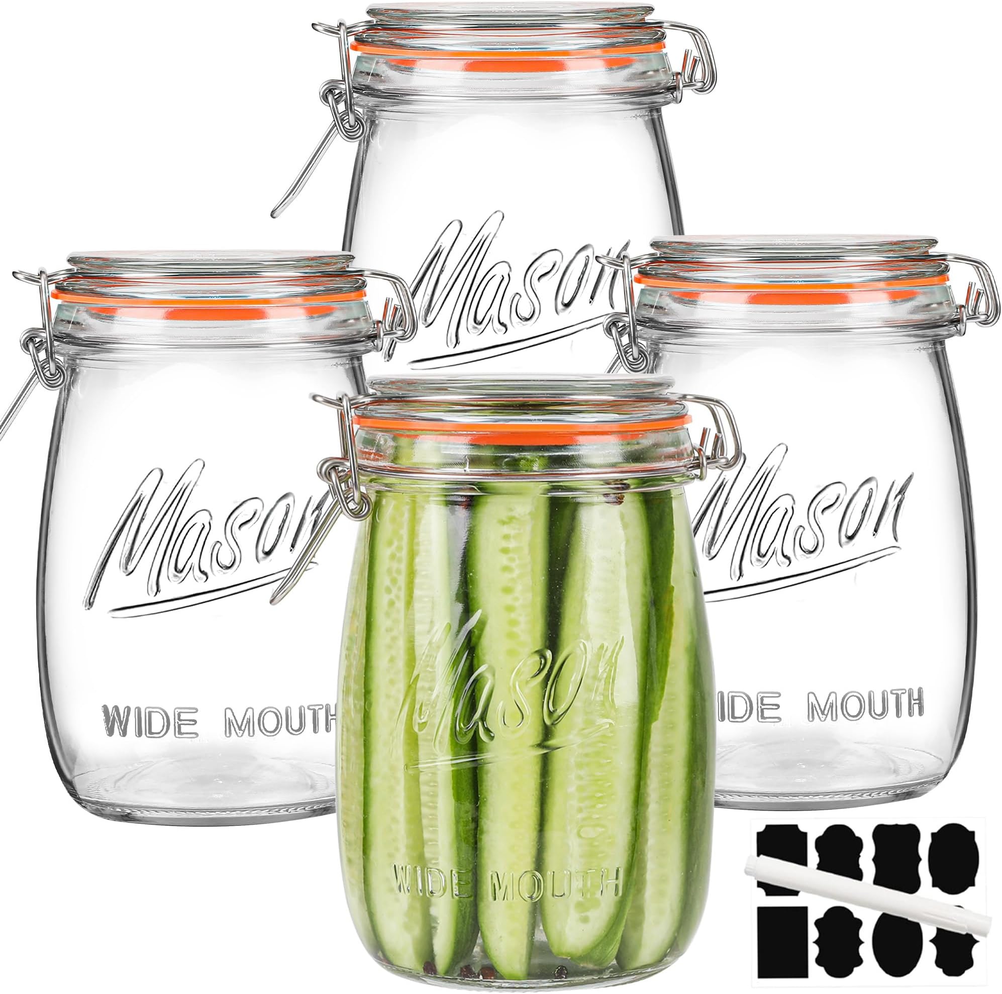 Amazon.com: Le Dish Wide Mouth Mason Jar 32 oz | Homemade Mayonnaise ...
