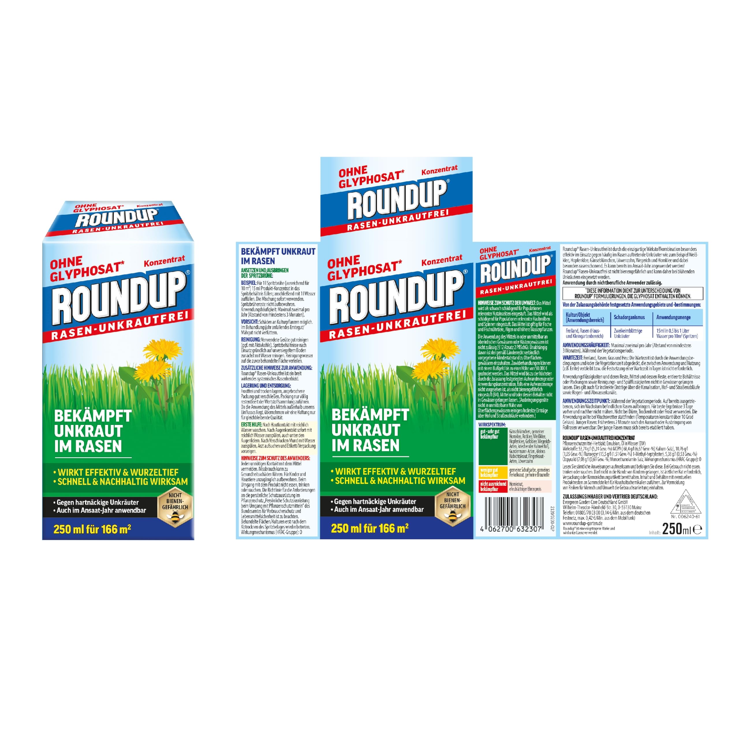 Roundup Rasen-Unkrautfrei 250 ml Konzentrat gegen Rasenunkräuter im Rasen – Ansicht 9