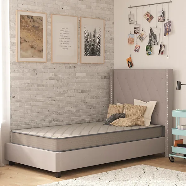 Flash Furniture Capri Comfortable Sleep 6" Hybrid Innerspring and Foam Mattress in a Box, Foam Innerspring Hybrid Mattress, Pressure Relief, Twin