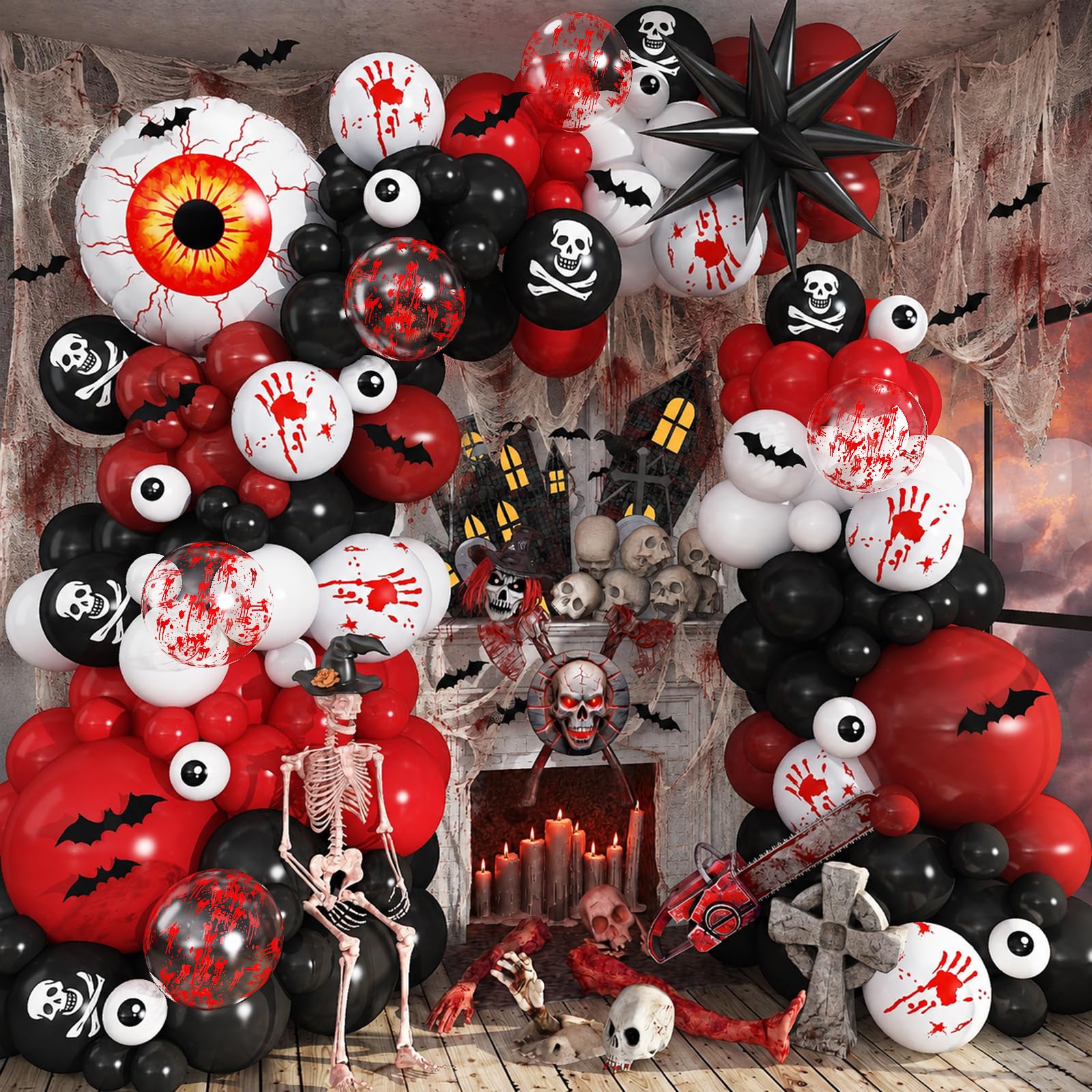 Halloween Bloody Balloon Arch Garland Kit Scary Halloween Party Decorations