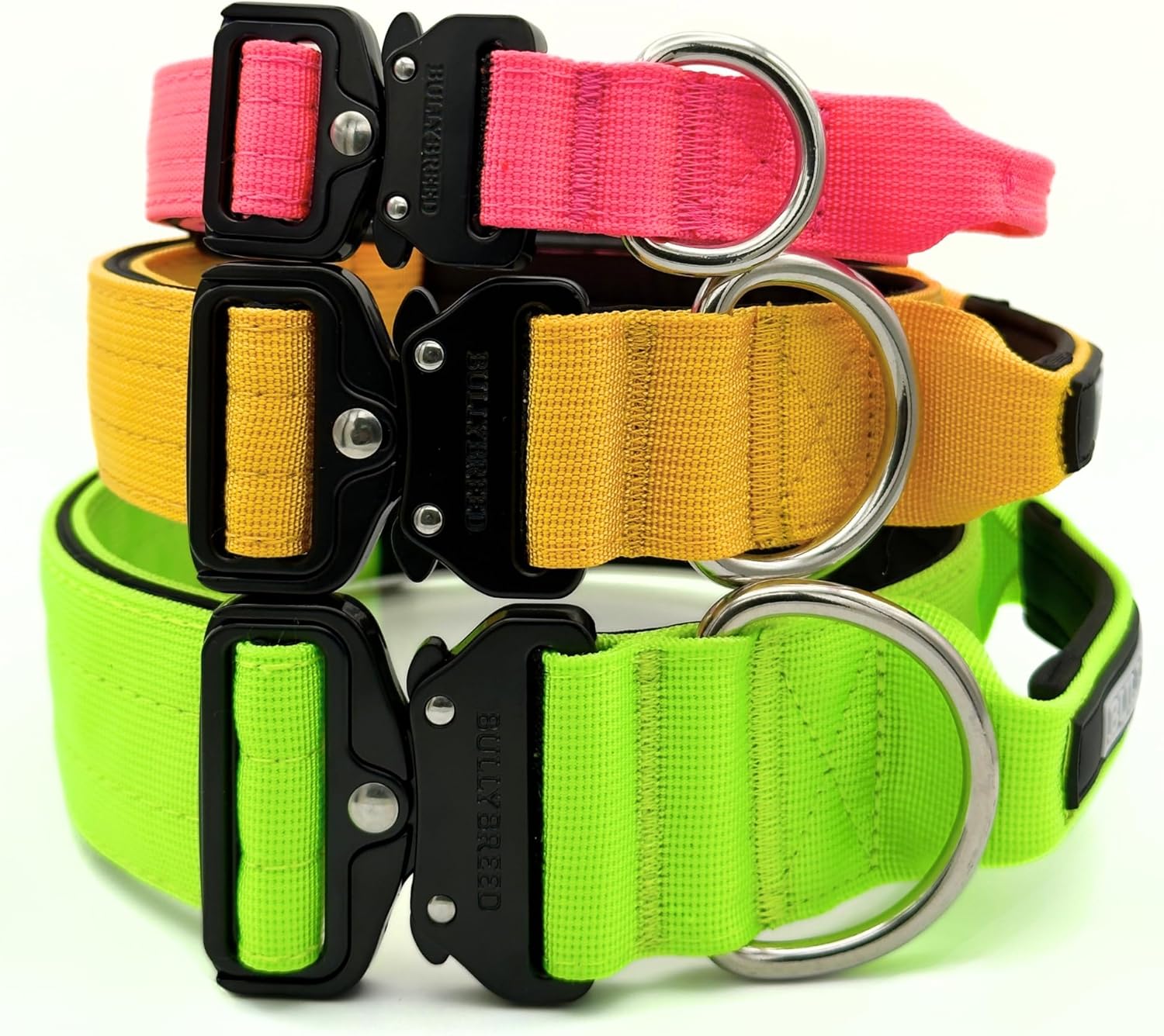 Heavy Duty Dog Collar, Tactical Dog Collar, Dog Collars for Medium Dogs, Waterproof Dog Collar, Dog Training Collar, Quick-Release Metal Buckle, Adjustable Sizes – BULLYBREED (Yellow, Medium)