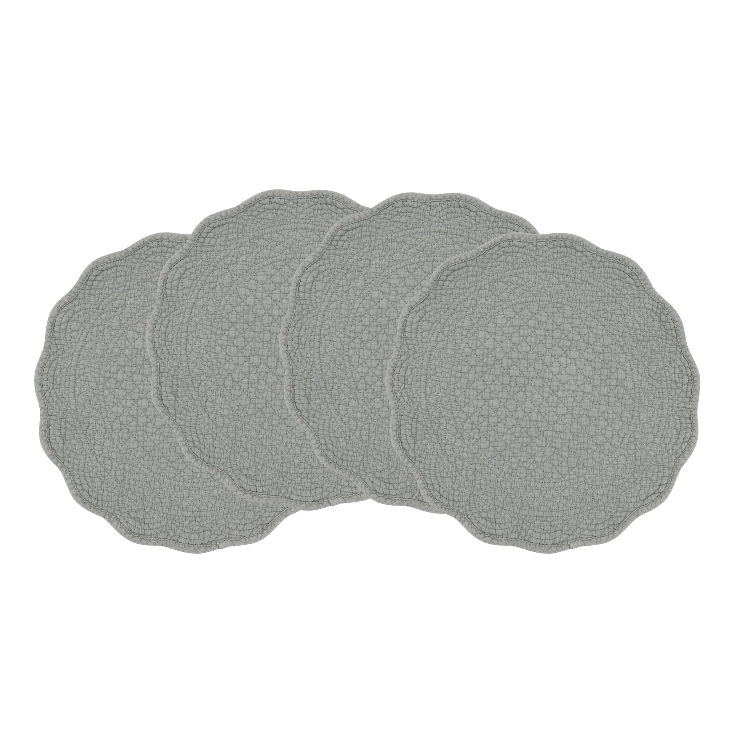 SARO Lifestyle Lot de 4 Sets de Table matelassés en Coton – Sets de Table de Style Cottage pour Salle à Manger Quotidienne, Tables superposées et Divertissement décontracté, 33 cm, Bleu-Gris