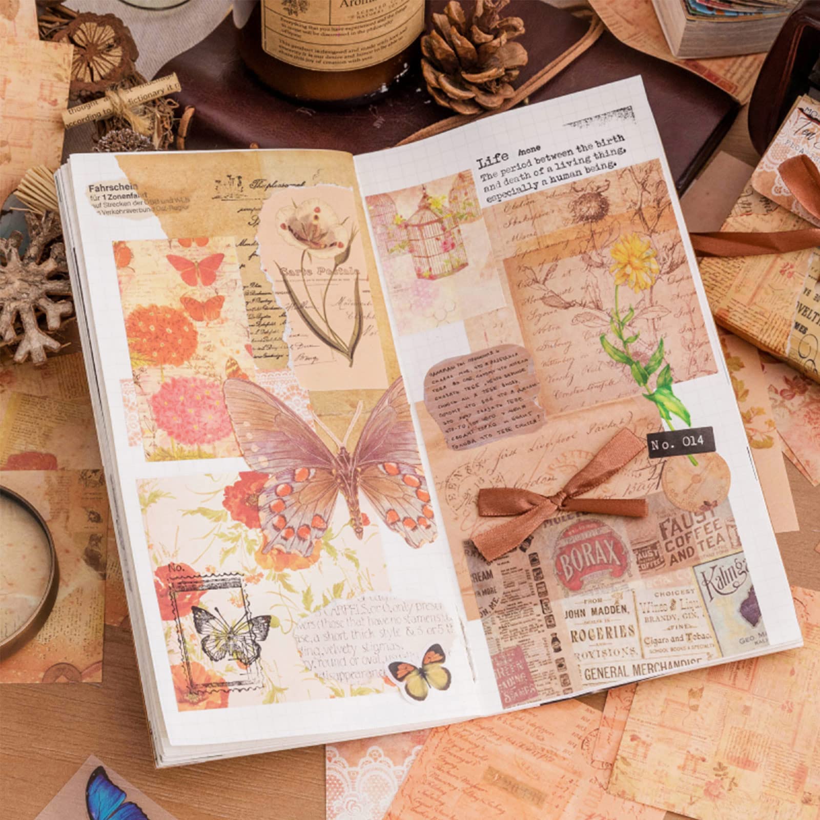 400 szt. Vintage papier do scrapbookingu DIY artykuły do dzienników papier dekoracyjny estetyczne artykuły pa papier do scrapbookingu lub dzienniki dziennik śmieci planery ramki na zdjęcia