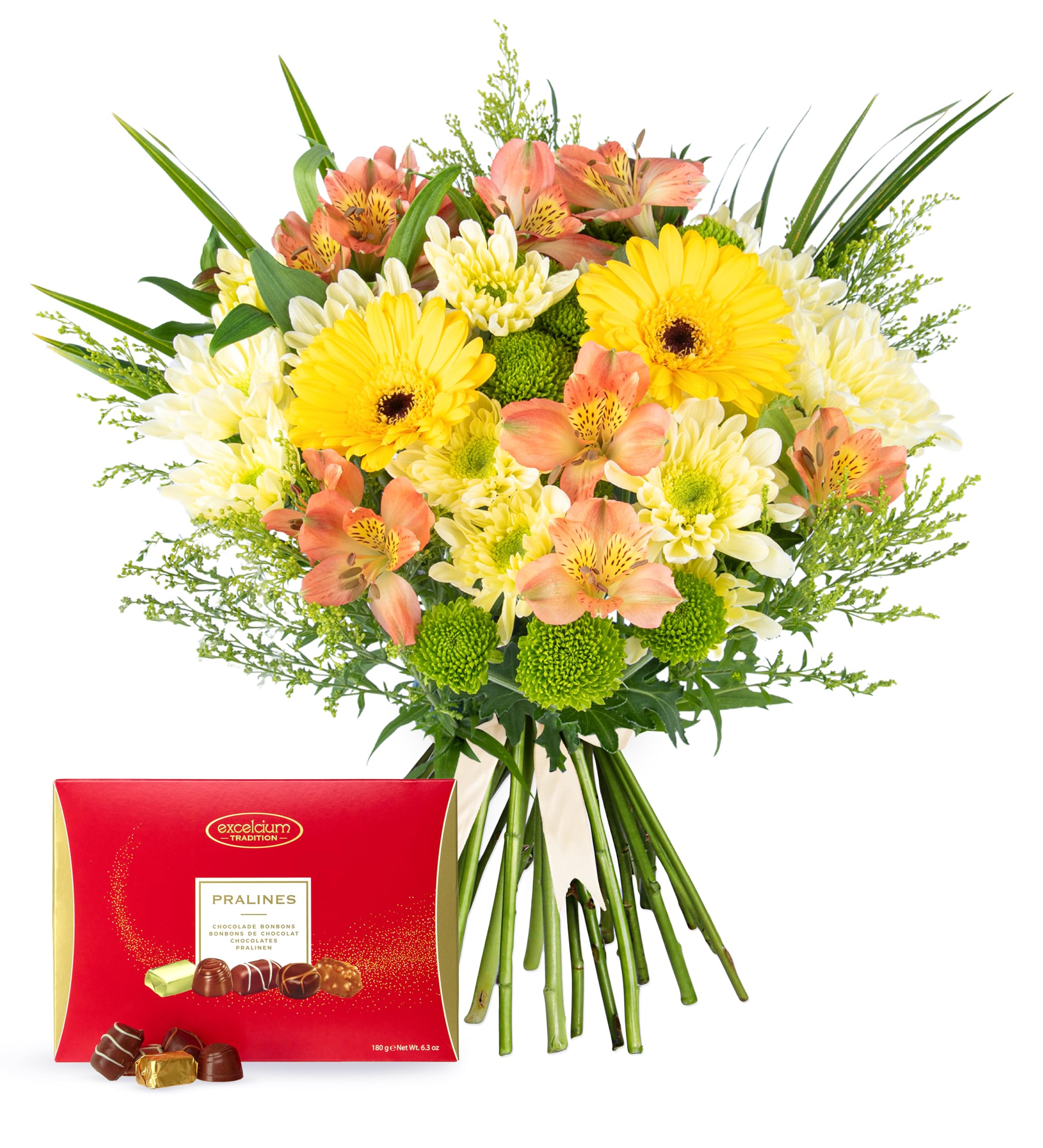 Seasons Joy - Fresh Flowers - Birthday, Anniversary, Get Well, Thank You, Occasion Flower - Cut Floral Arrangement for Gifts, Weddings, Sympathy, Celebrations. (+ Chocolates)