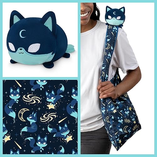 Miniatura 5 de TeeTurtle - Bolsa de peluche - Dark Moon Fox - de los creadores del peluche reversible original de pulpo - Lleva a tu amigo de peluche donde quiera