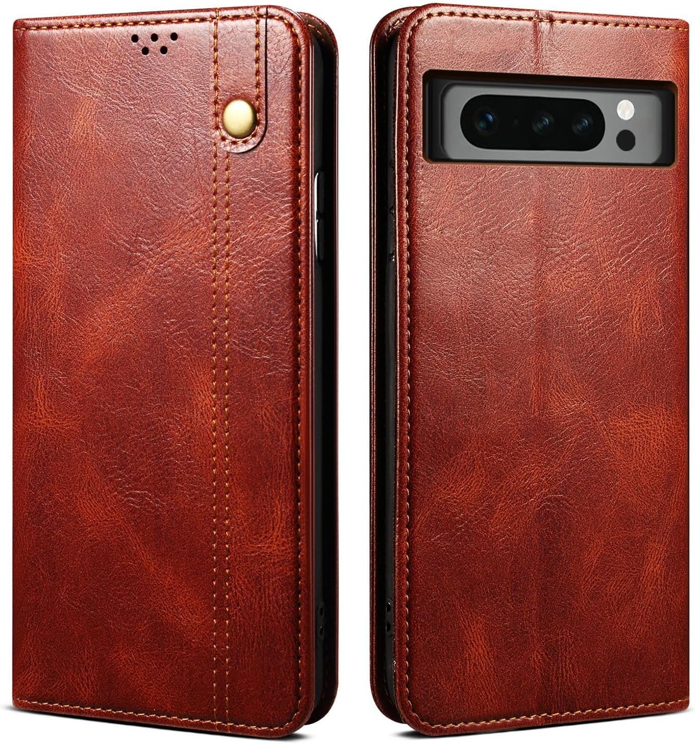 Wallet Business Case for Google Pixel 9, Magnetic Flip Leather Case with Card Slots Kickstand Retro Business Phone Cover,Brown,9 6.3''
