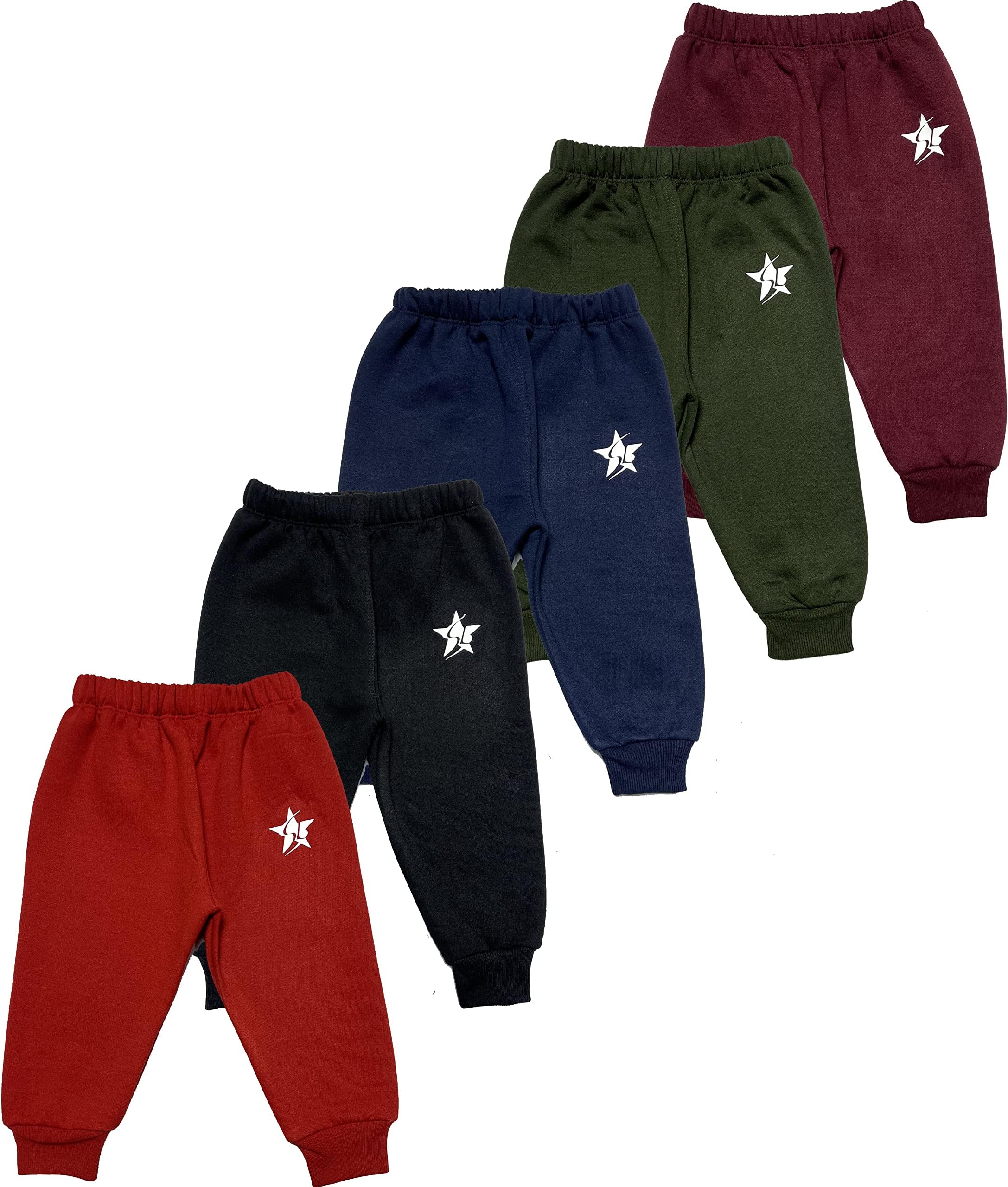 STARLATH Baby Kids Warm Fleece Pajama Pants, Winter Wear Trackpants for Baby Boys and Girls (Pack of 5) (2-3 Years)
