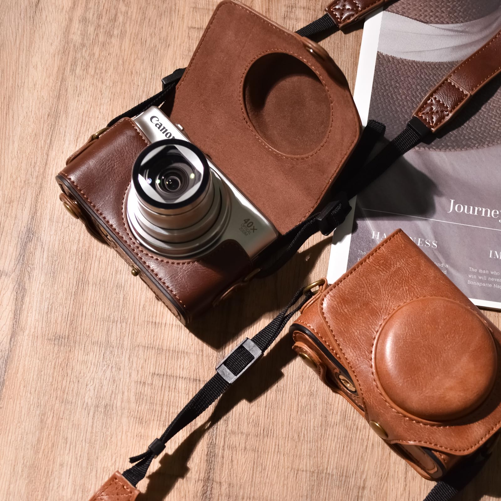 kinokoo Canon SX740 Case, PU Funda de Cuero para cámara con Correa para Canon PowerShot SX720 HS SX730 HS y SX740 HS
